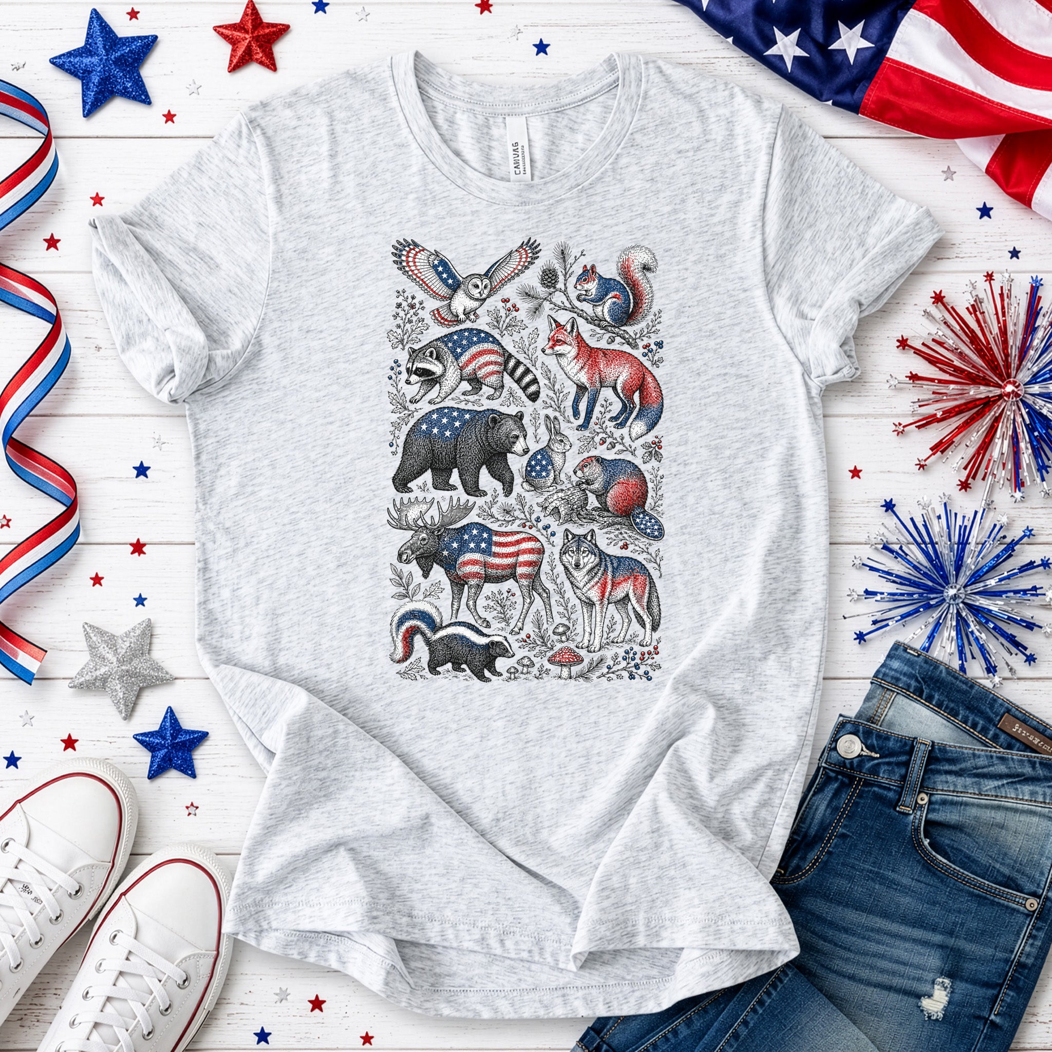 Wild America Patriotic Forest Wildlife 4th of July Nature Lover T-Shirt
