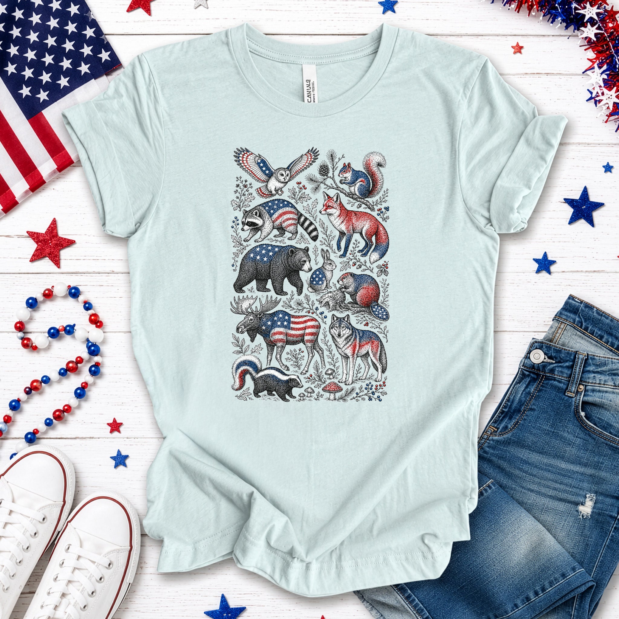 Wild America Patriotic Forest Wildlife 4th of July Nature Lover T-Shirt