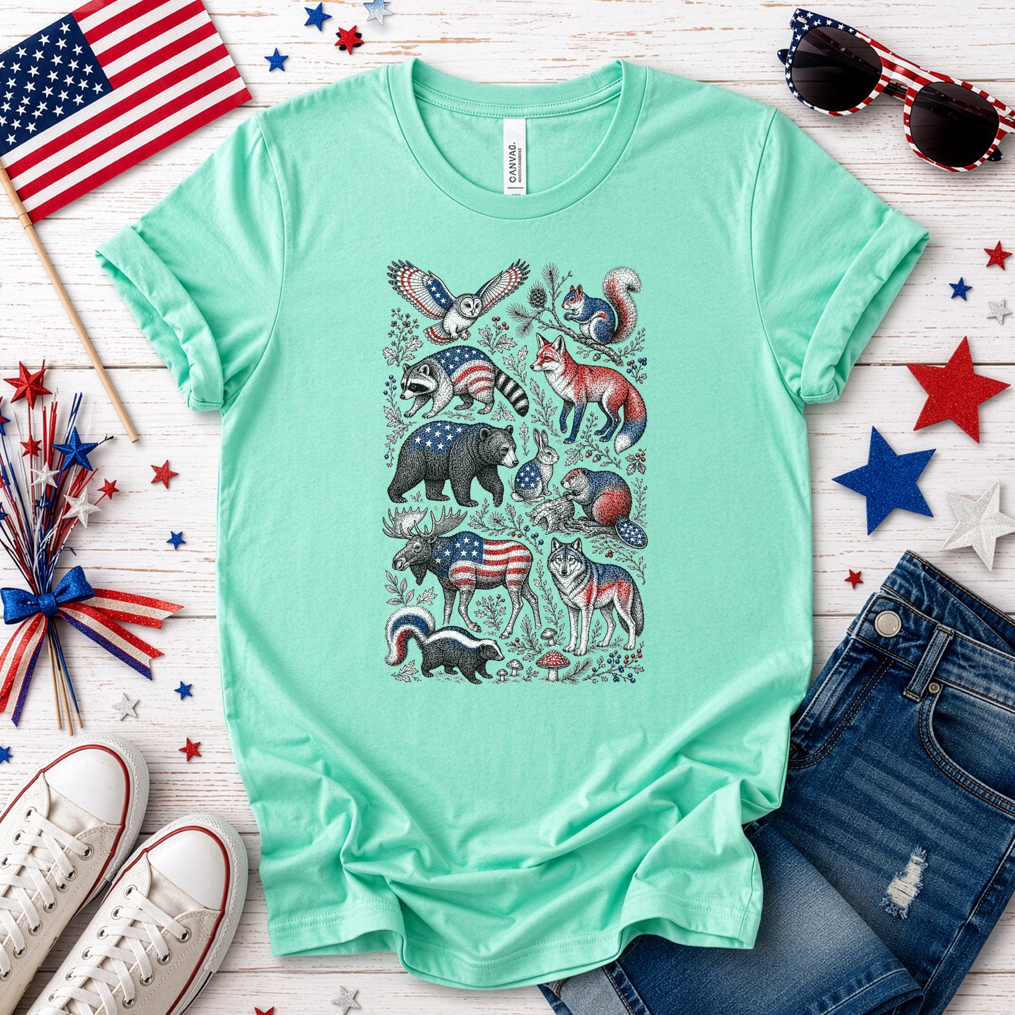 Wild America Patriotic Forest Wildlife 4th of July Nature Lover T-Shirt