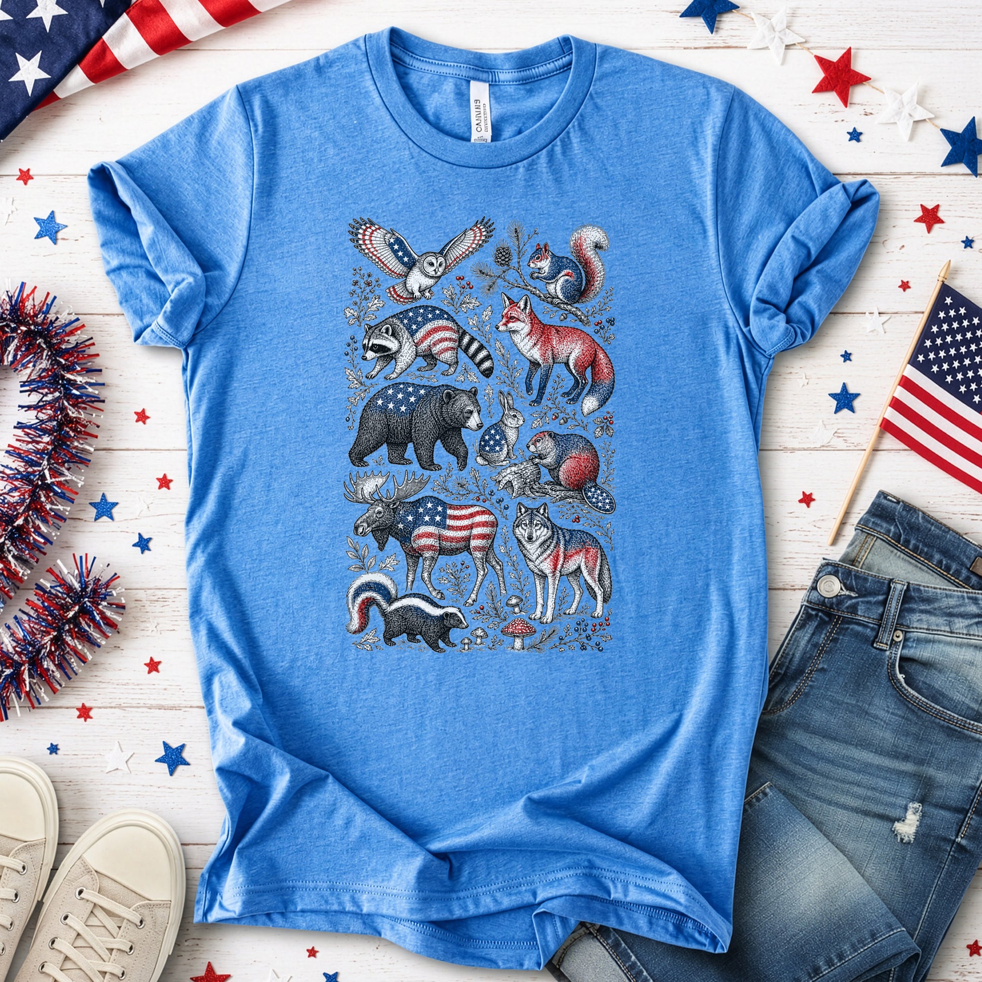 Wild America Patriotic Forest Wildlife 4th of July Nature Lover T-Shirt