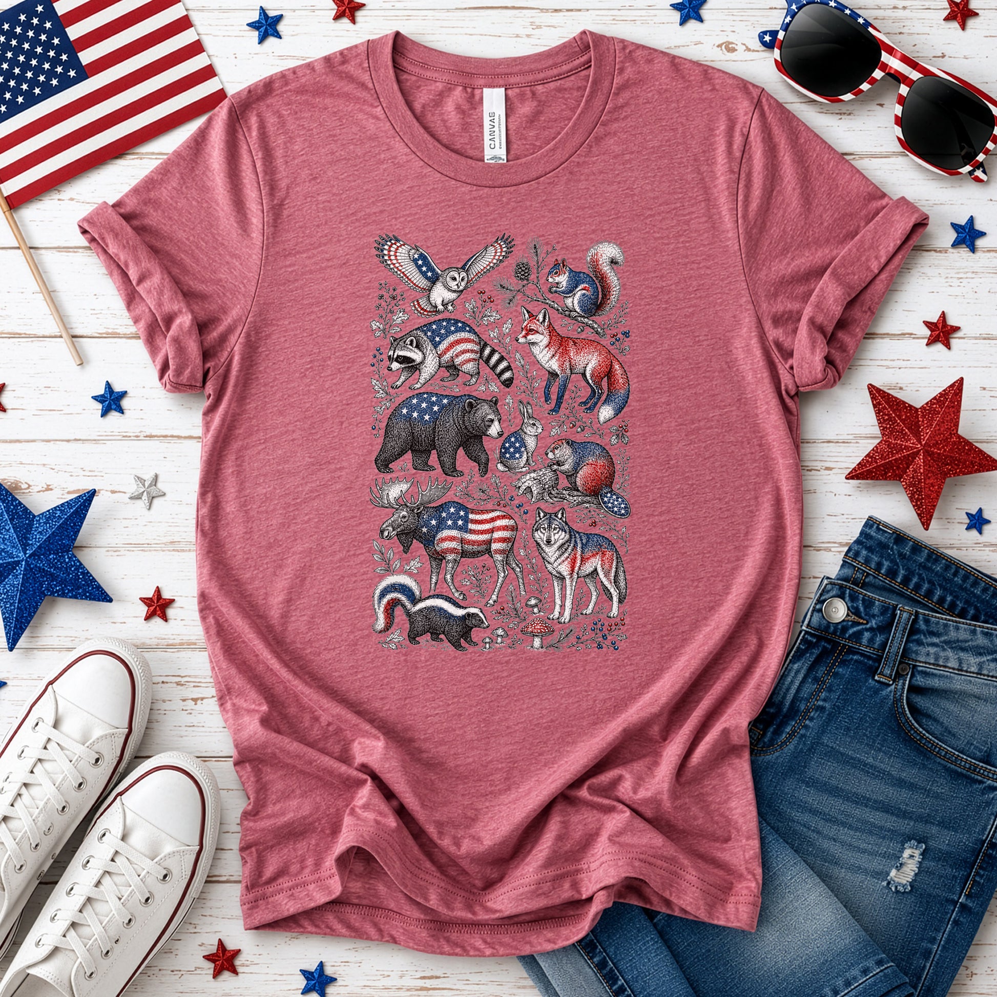 Wild America Patriotic Forest Wildlife 4th of July Nature Lover T-Shirt