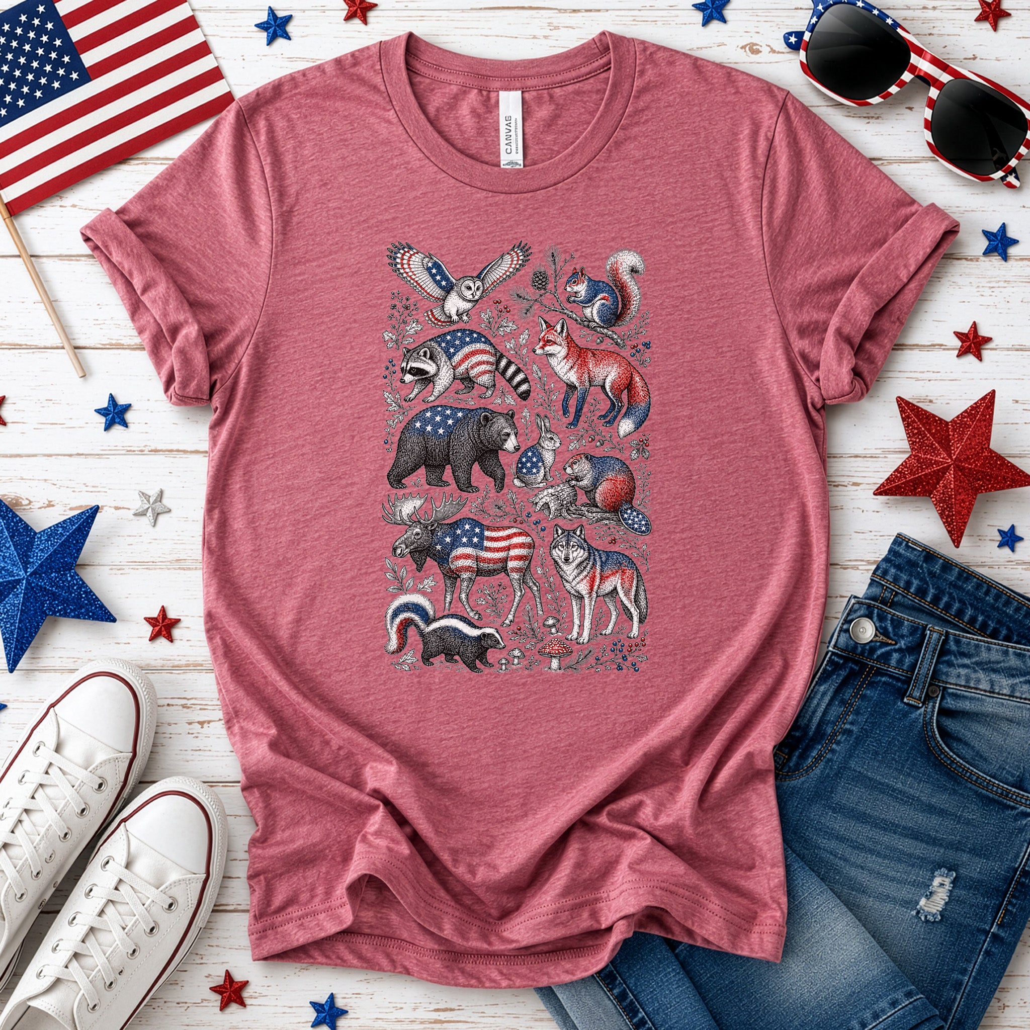 Wild America Patriotic Forest Wildlife 4th of July Nature Lover T-Shirt