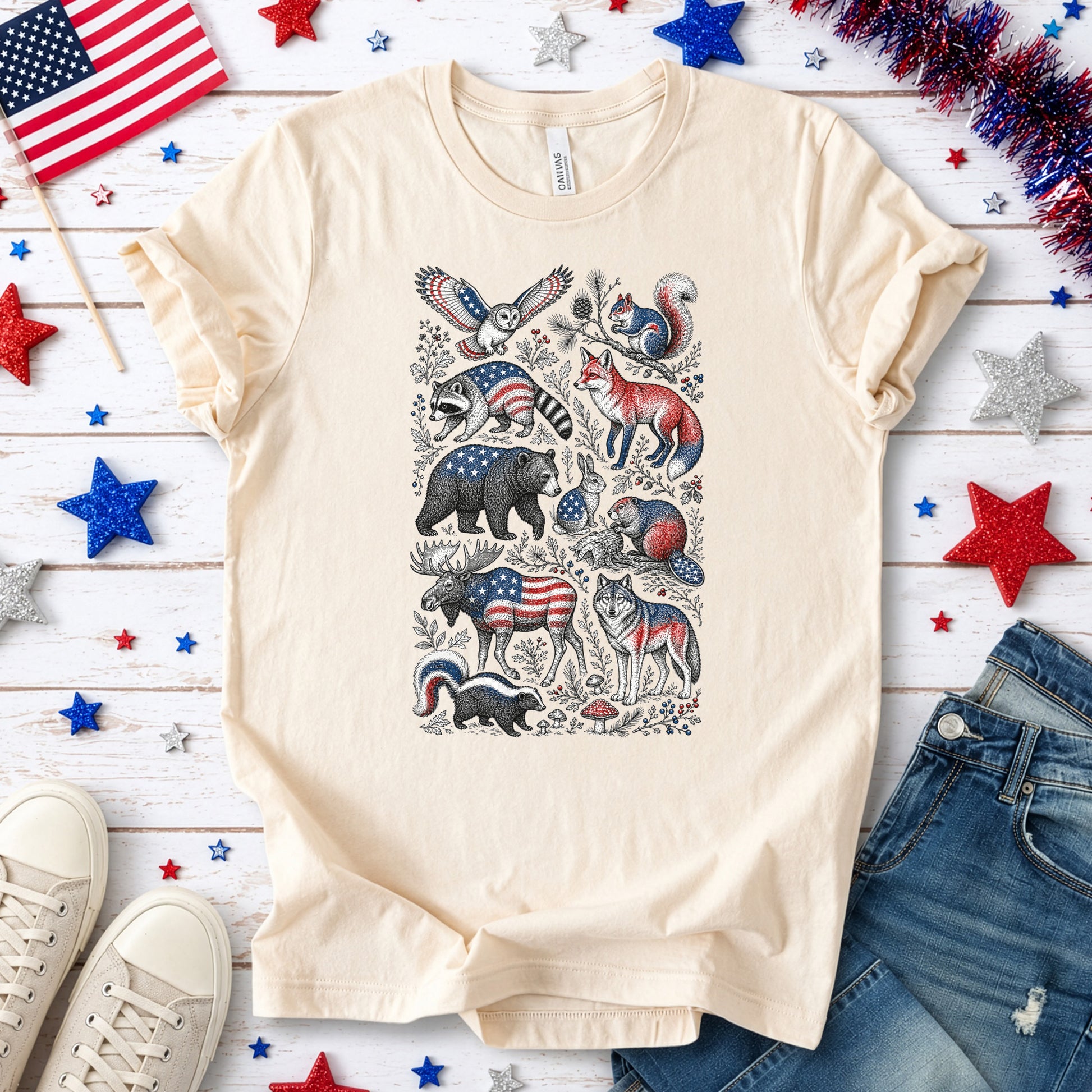 Wild America Patriotic Forest Wildlife 4th of July Nature Lover T-Shirt