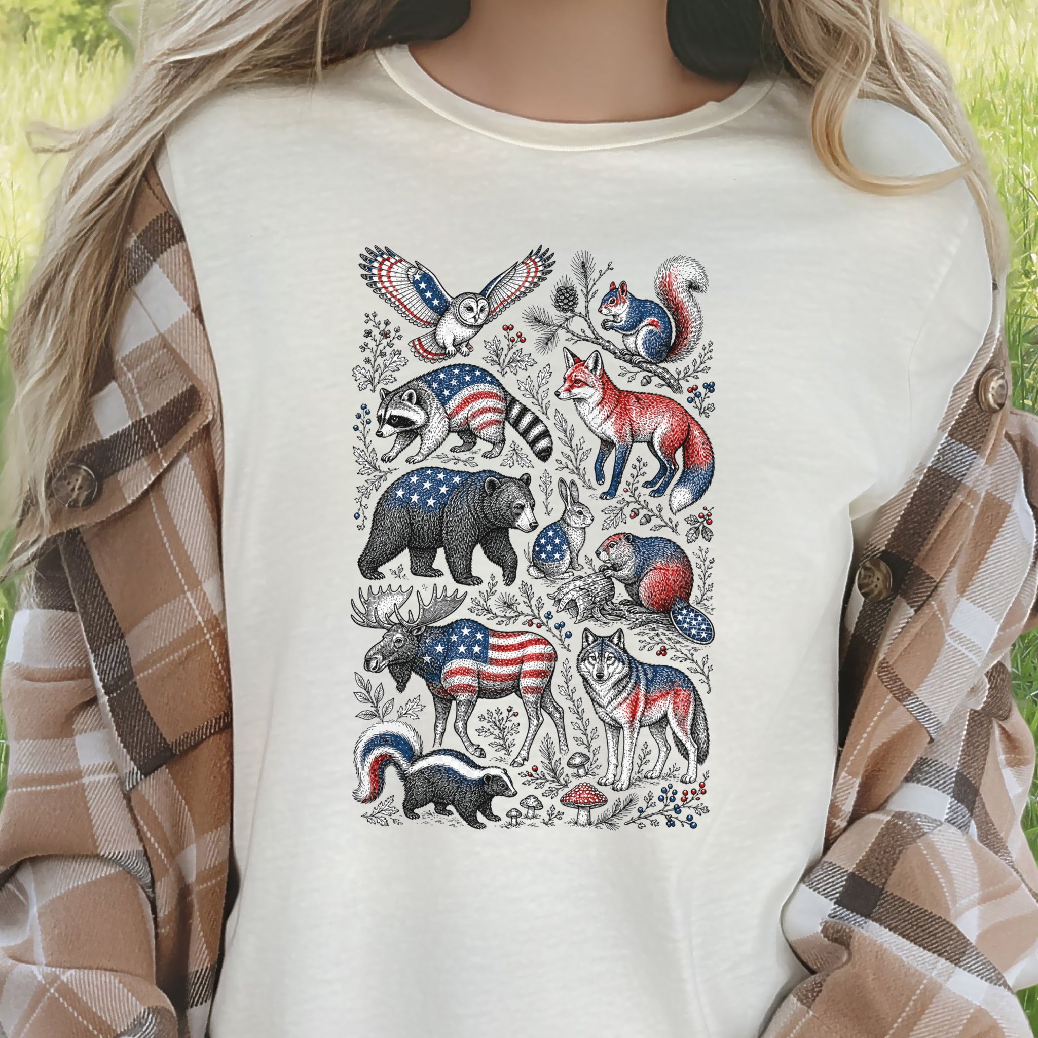 Wild America Patriotic Forest Wildlife 4th of July Nature Lover T-Shirt