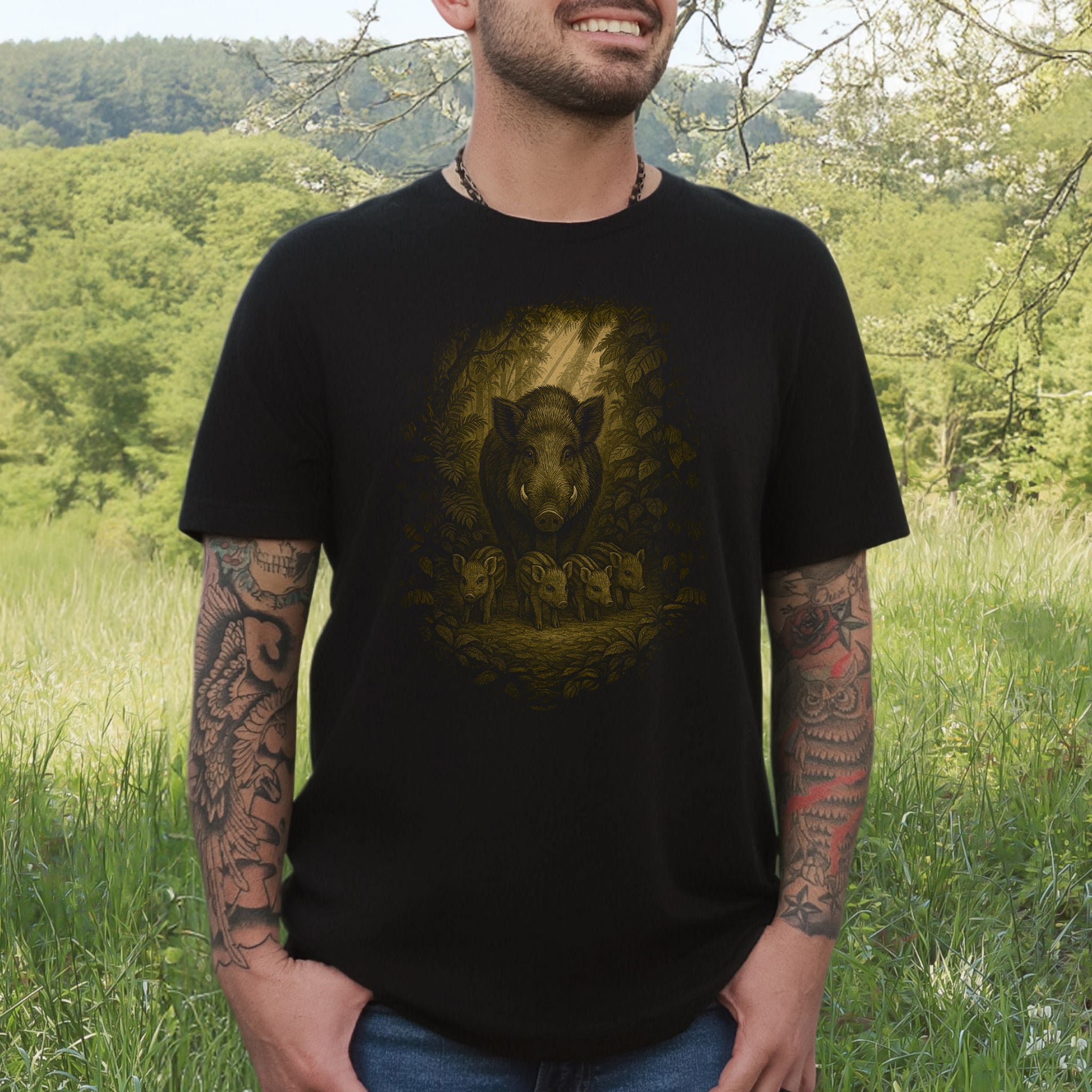 Wild Boar Spirit Animal T-Shirt – Woodland Family Guardian Vibes
