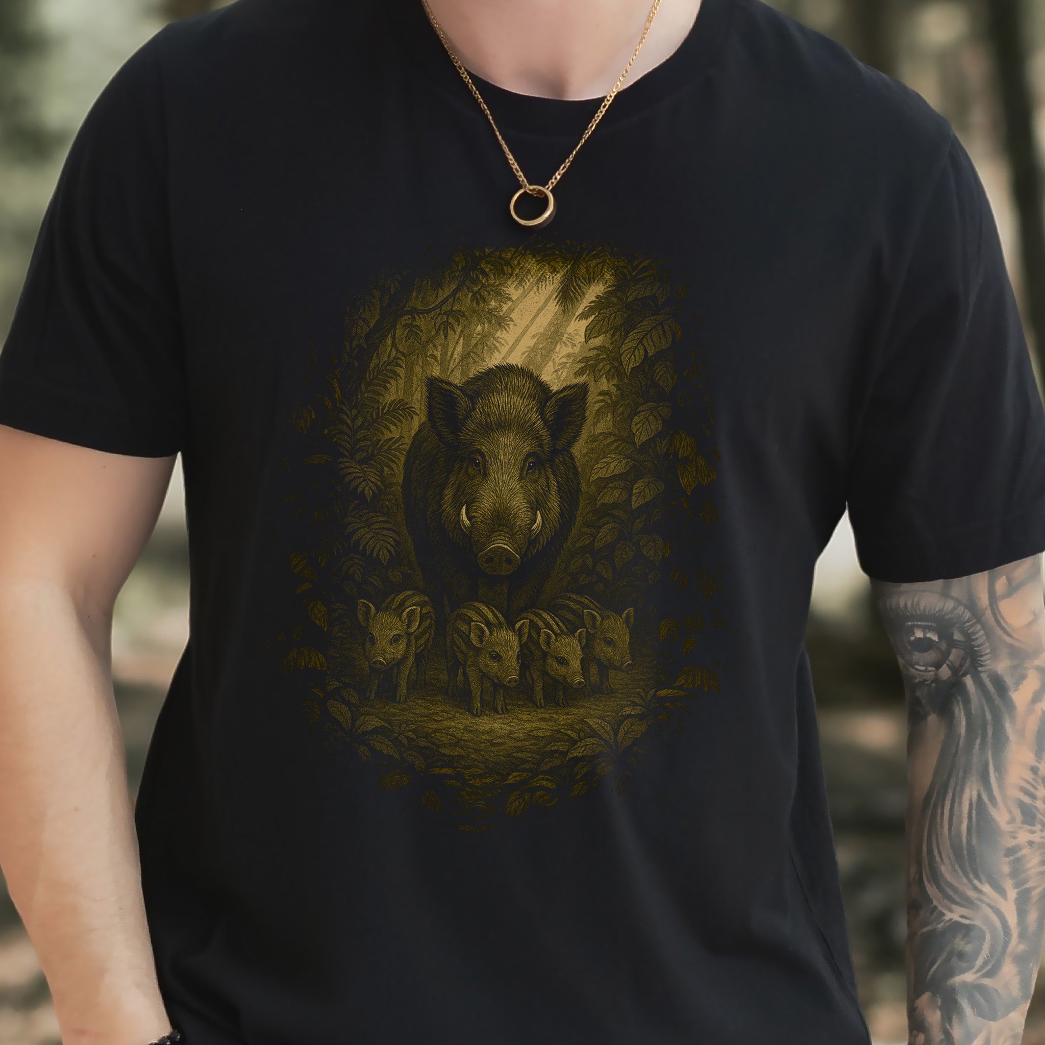 Wild Boar Spirit Animal T-Shirt – Woodland Family Guardian Vibes