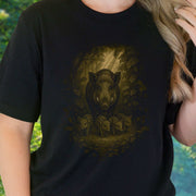 Wild Boar Spirit Animal T-Shirt – Woodland Family Guardian Vibes featuring a wild boar with piglets in a forest setting.