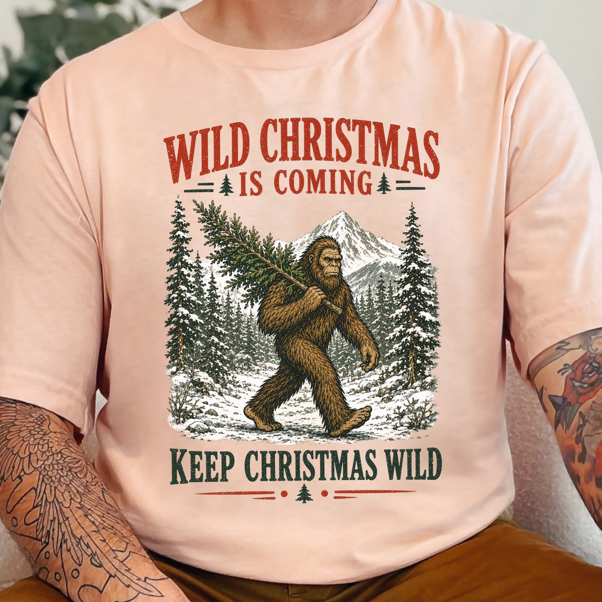 Wild Christmas Is Coming Sasquatch Keep Christmas Wild Bigfoot T-Shirt