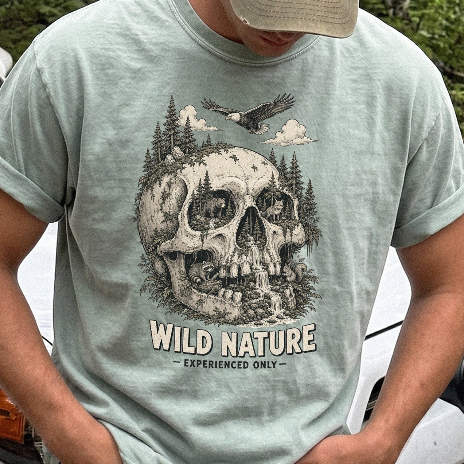 Wild Nature Experienced Only Comfort Colors Shirt – Gothic Forest Skull Tee