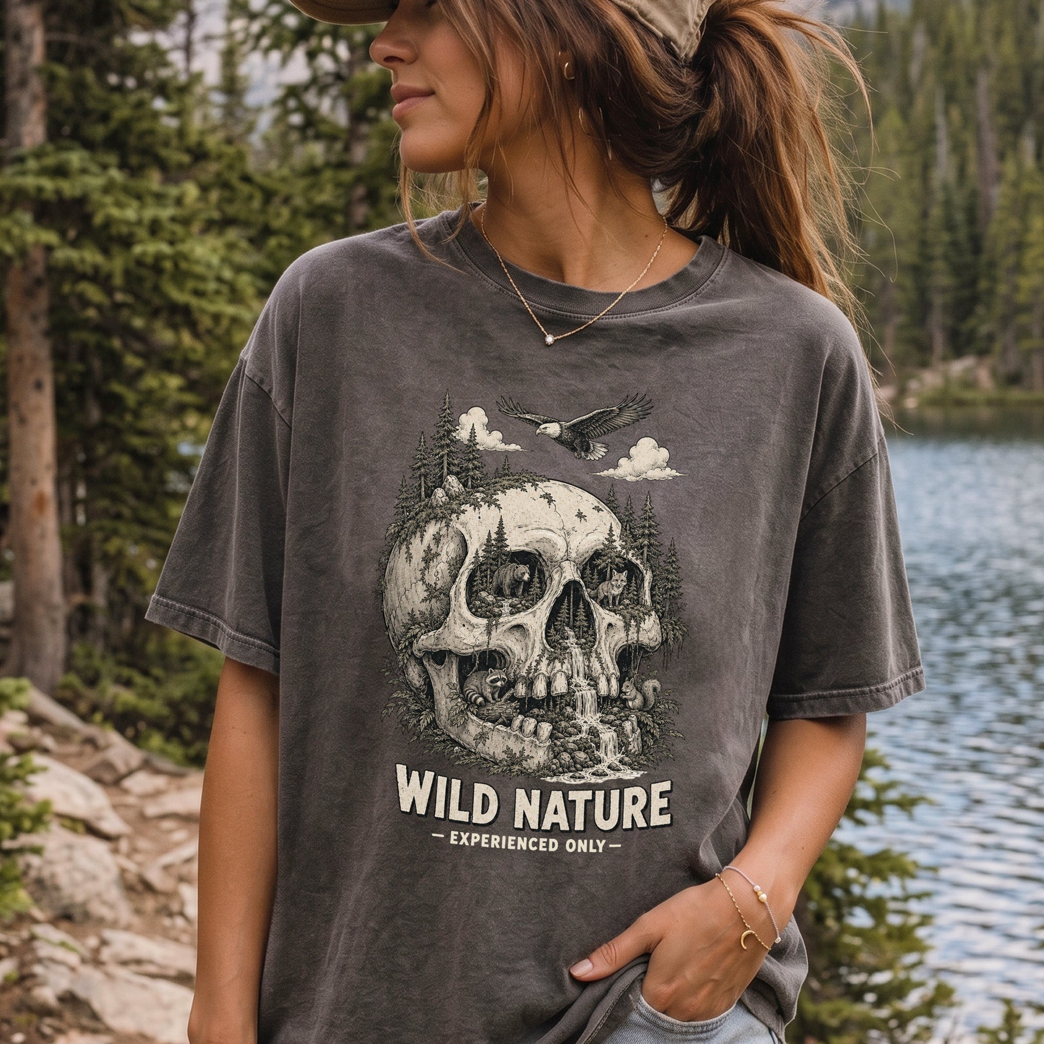 Wild Nature Experienced Only Comfort Colors Shirt – Gothic Forest Skull Tee