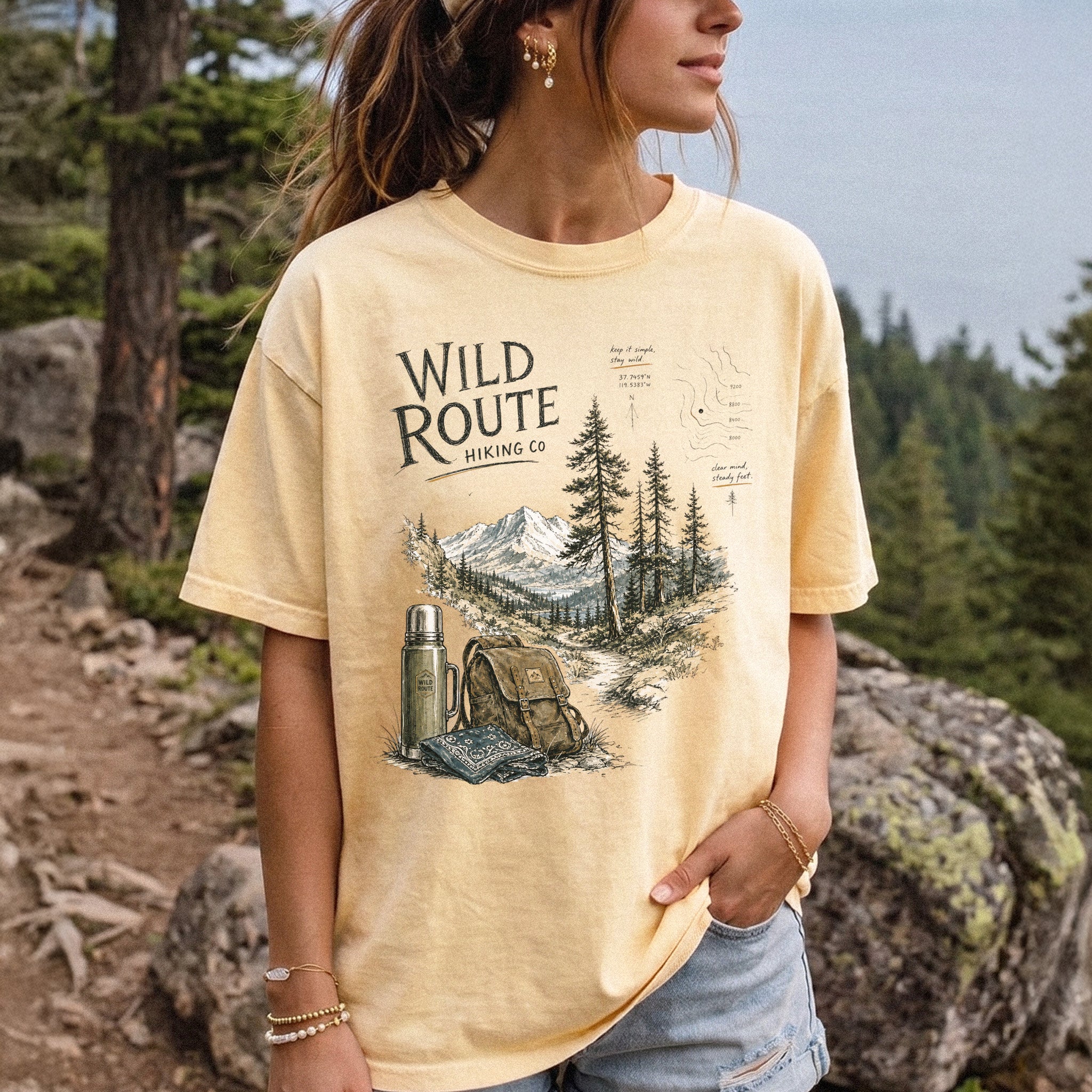 Wild Route Comfort Colors Shirt – Vintage Hiking Backpacker T-Shirt