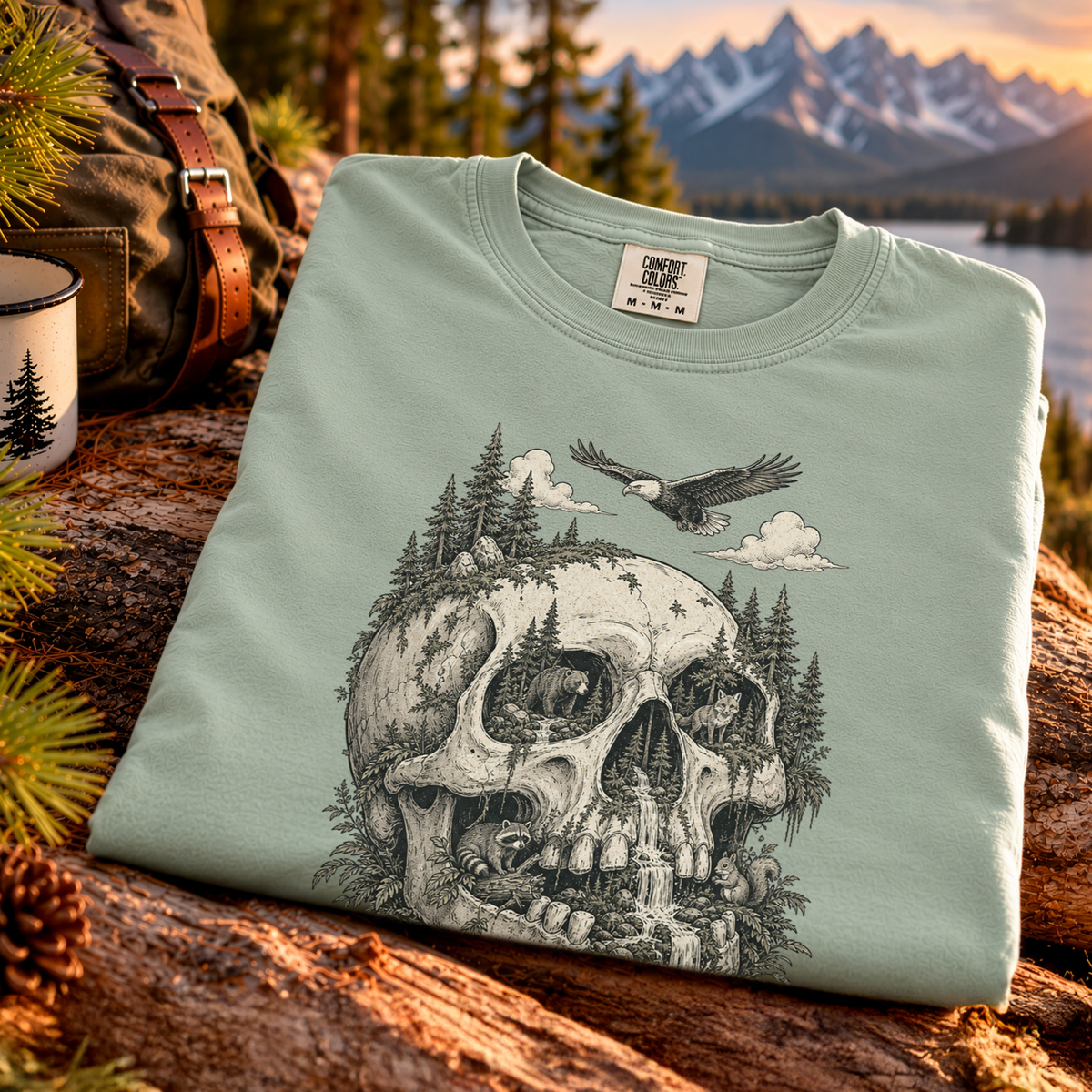 Wild Nature Experienced Only Comfort Colors Shirt – Gothic Forest Skull Tee