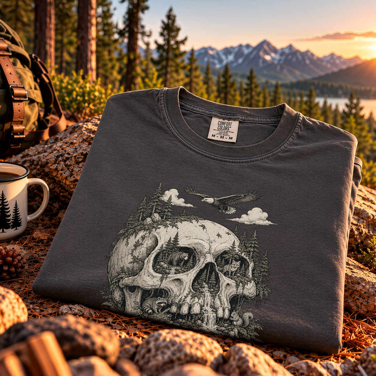 Wild Nature Experienced Only Comfort Colors Shirt – Gothic Forest Skull Tee