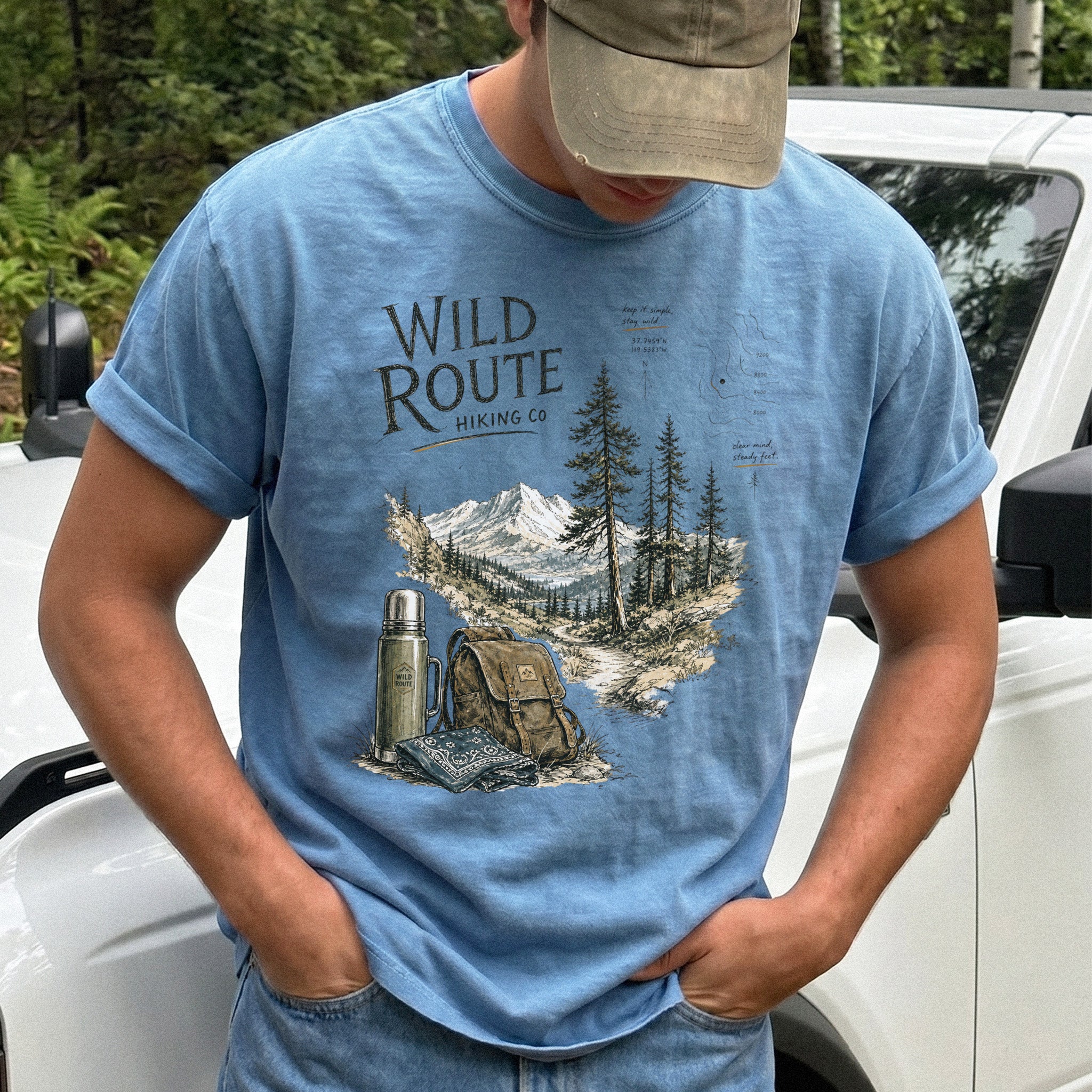 Wild Route Comfort Colors Shirt – Vintage Hiking Backpacker T-Shirt