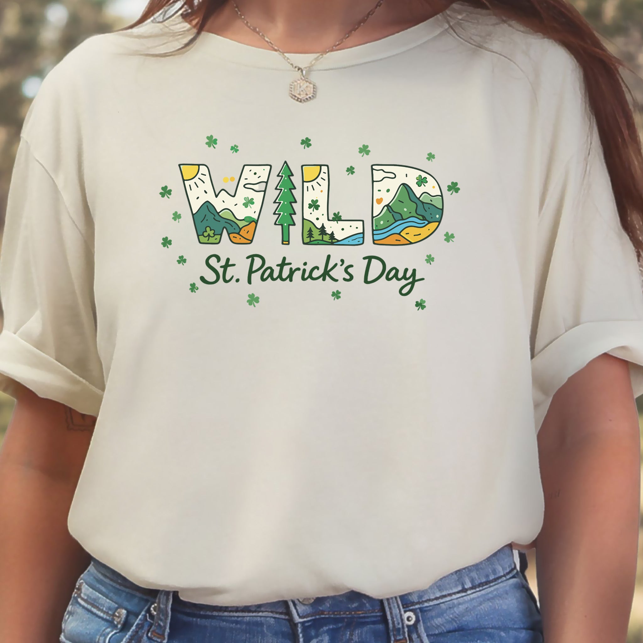 Wild St. Patrick’s Day T-Shirt – Lucky Mountains, Shamrocks & Outdoor Vibes