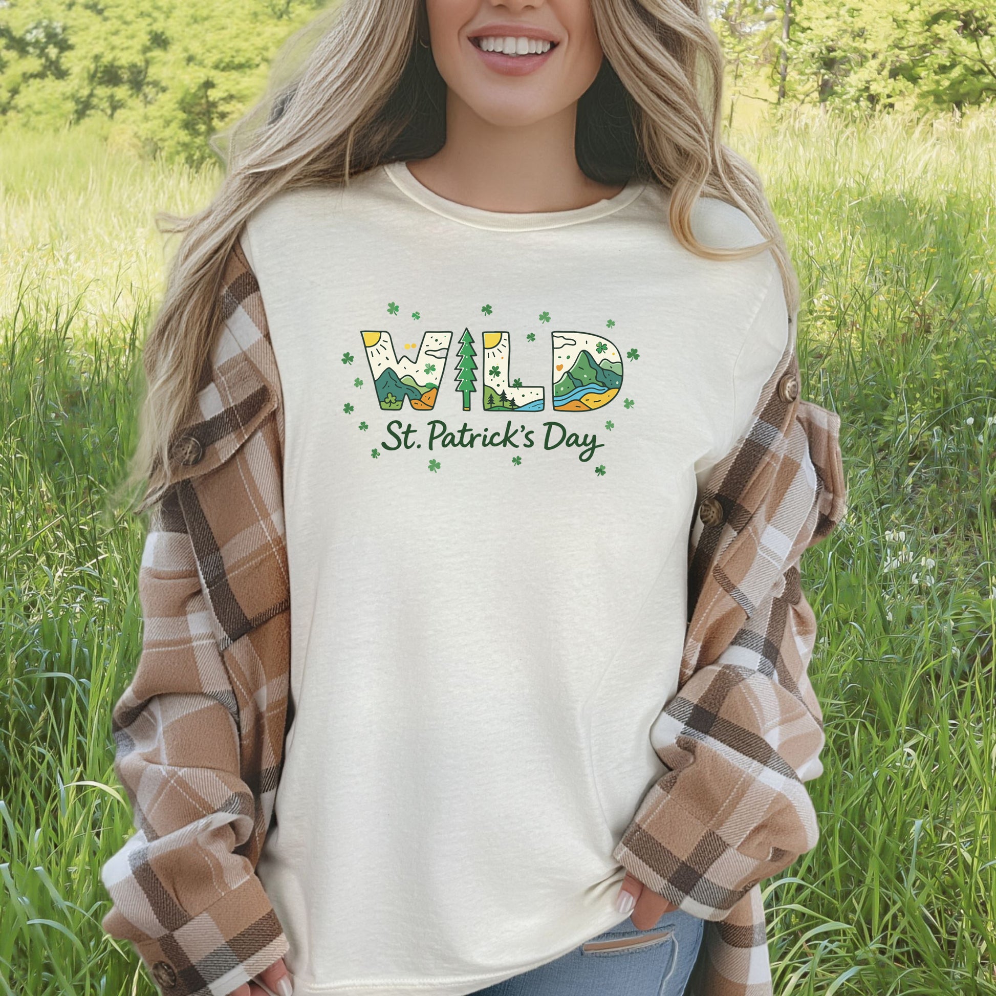 Wild St. Patrick’s Day T-Shirt – Lucky Mountains, Shamrocks & Outdoor Vibes