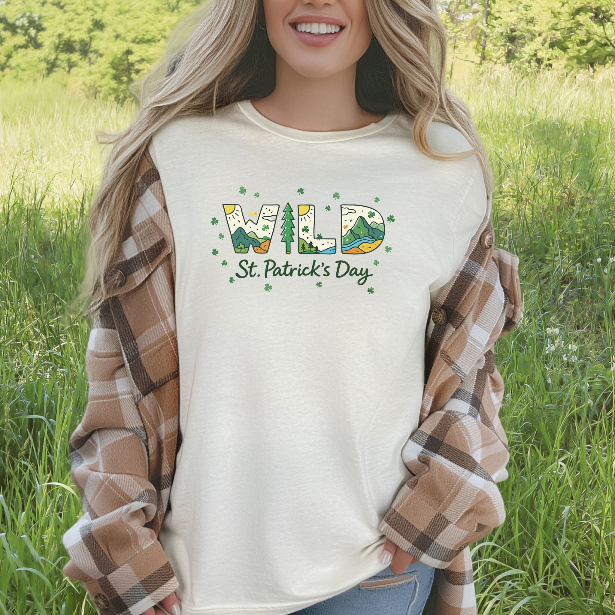 Wild St. Patrick’s Day T-Shirt – Lucky Mountains, Shamrocks & Outdoor Vibes