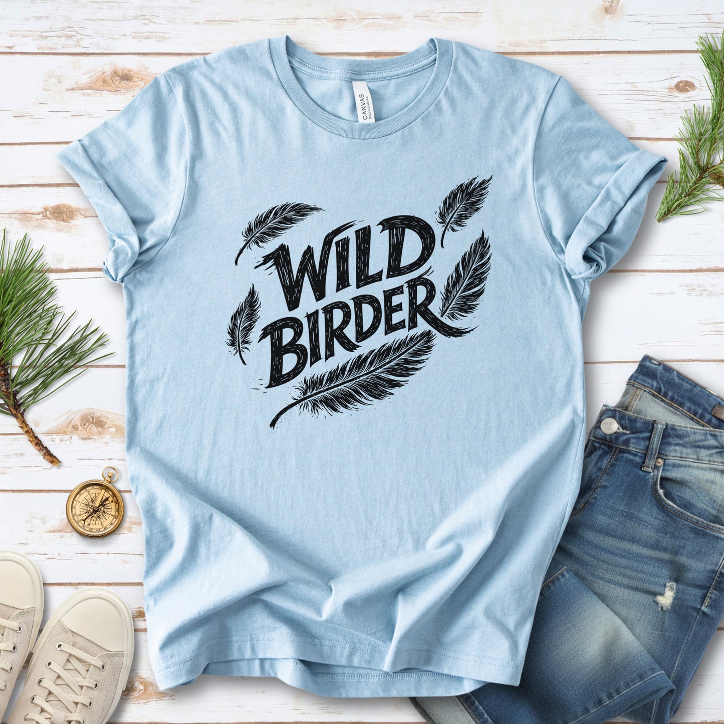 Wild Birder Feather Aesthetic Nature Lover T-Shirt