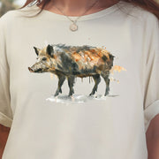 Watercolor Wild Boar T-Shirt – Rustic Nature Lover Gift Tee