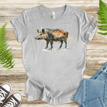 Watercolor Wild Boar T-Shirt – Rustic Nature Lover Gift Tee