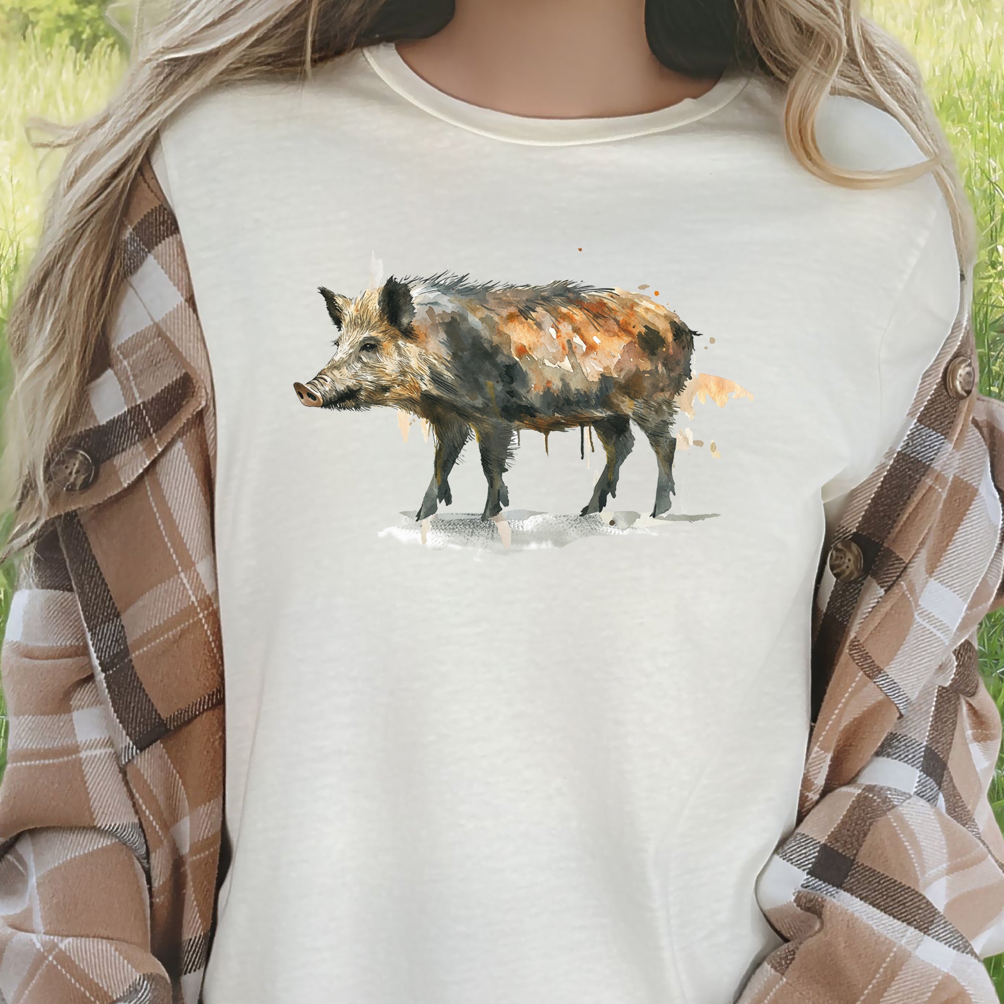 Watercolor Wild Boar T-Shirt – Rustic Nature Lover Gift Tee