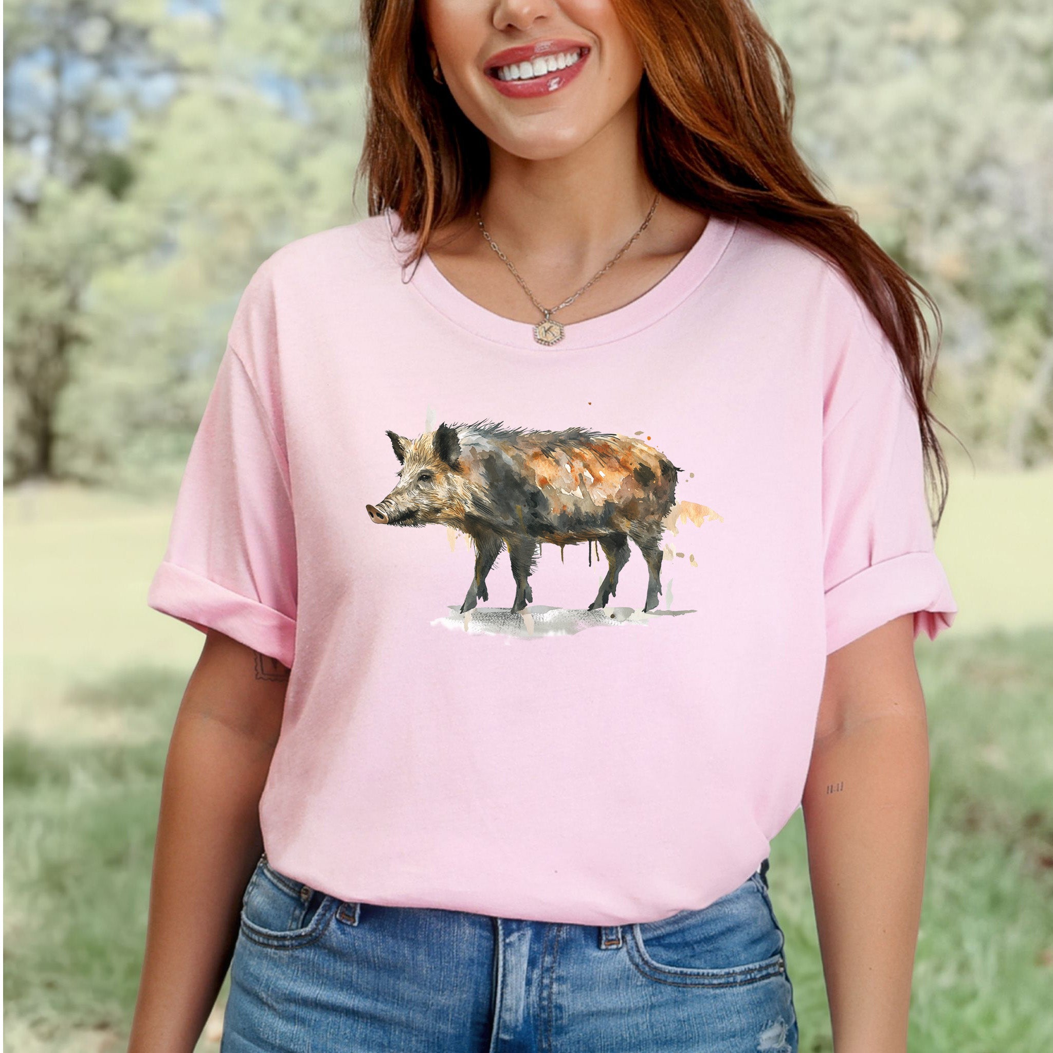 Watercolor Wild Boar T-Shirt – Rustic Nature Lover Gift Tee