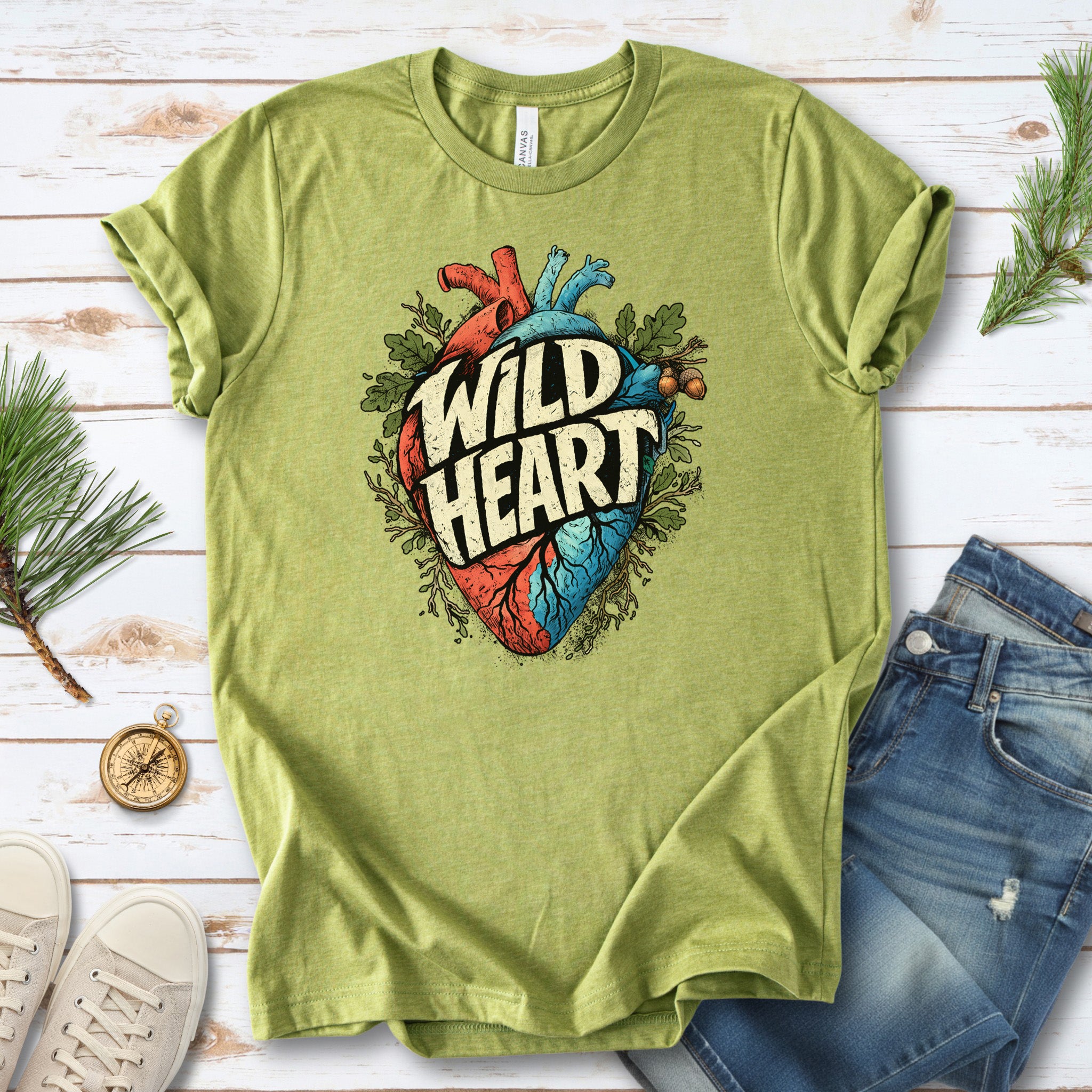 Wild Heart Botanical Anatomical Nature Adventure T-Shirt