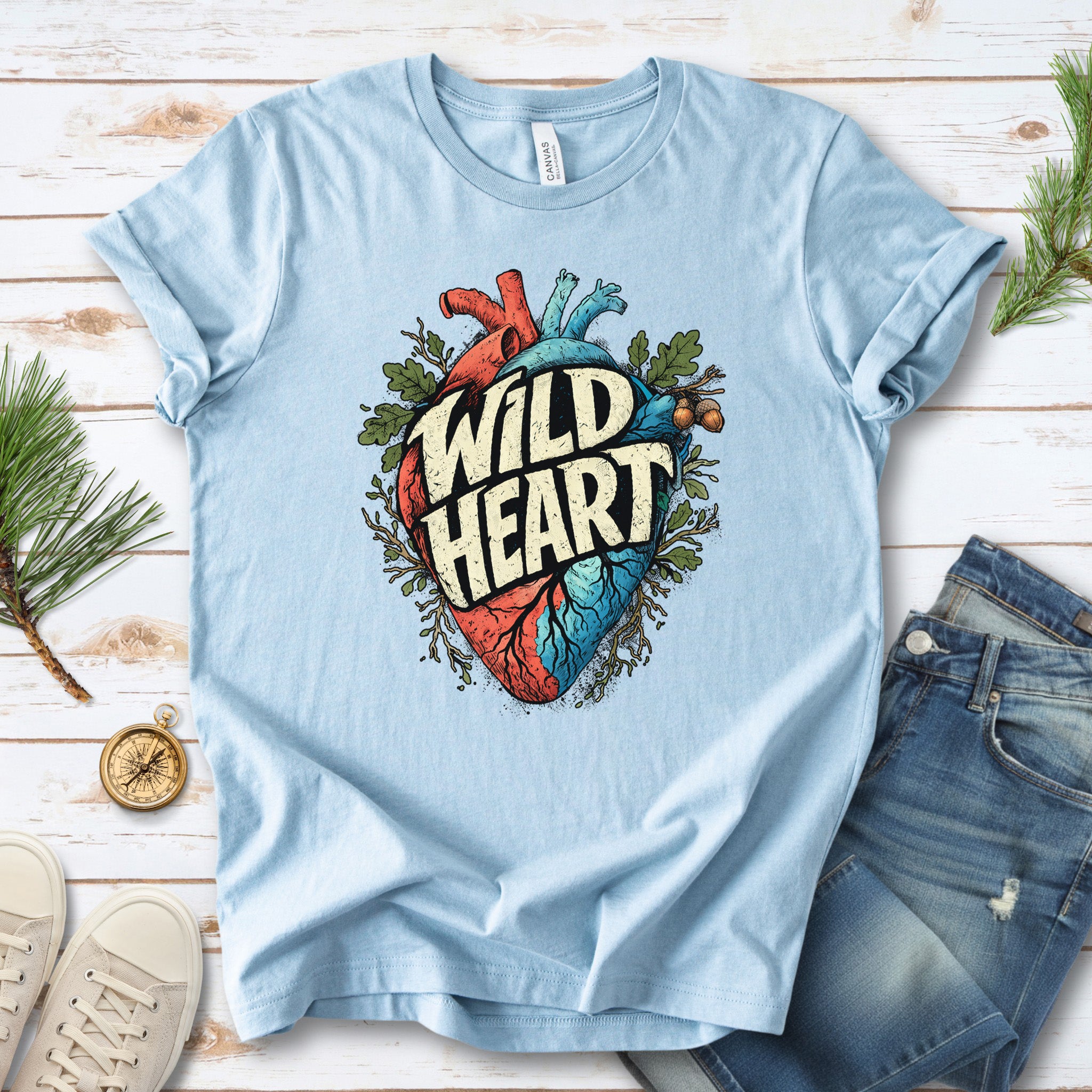 Wild Heart Botanical Anatomical Nature Adventure T-Shirt
