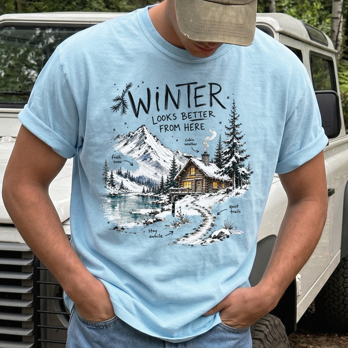 Winter Looks Better From Here Comfort Colors Shirt – Cozy Cabin Lake Tee