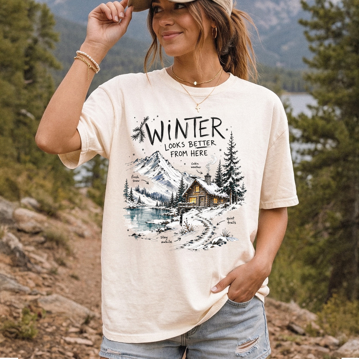 Winter Looks Better From Here Comfort Colors Shirt – Cozy Cabin Lake Tee