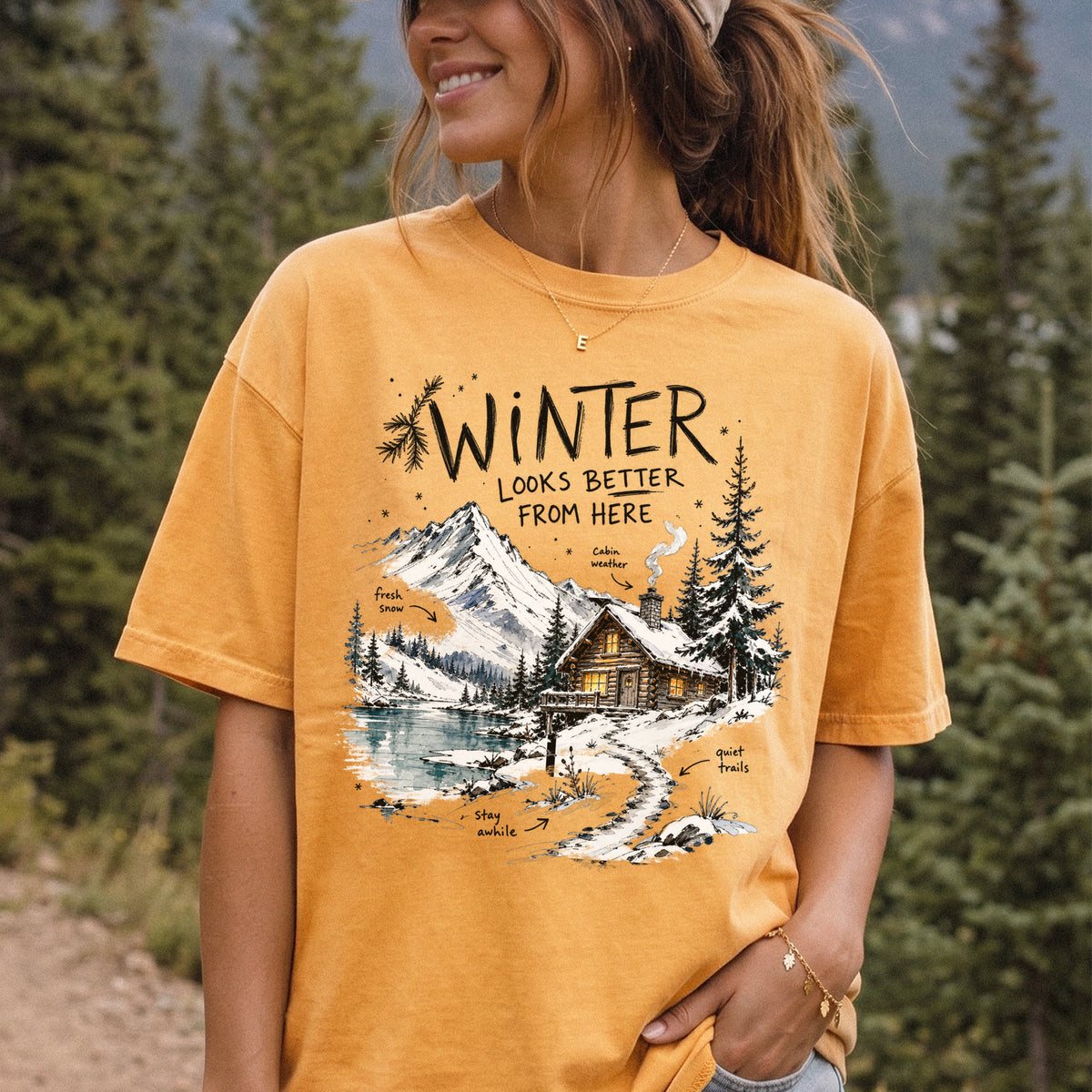 Winter Looks Better From Here Comfort Colors Shirt – Cozy Cabin Lake Tee