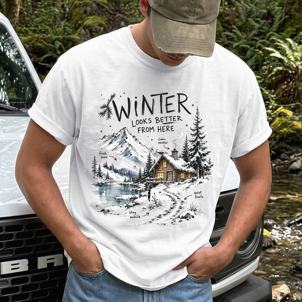 Winter Looks Better From Here Comfort Colors Shirt – Cozy Cabin Lake Tee
