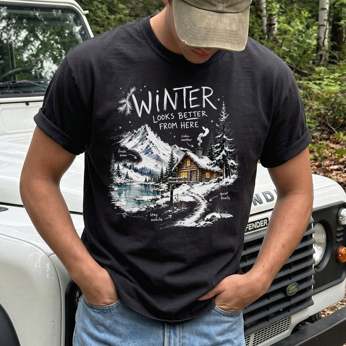 Winter Looks Better From Here Comfort Colors Shirt – Cozy Cabin Lake Tee
