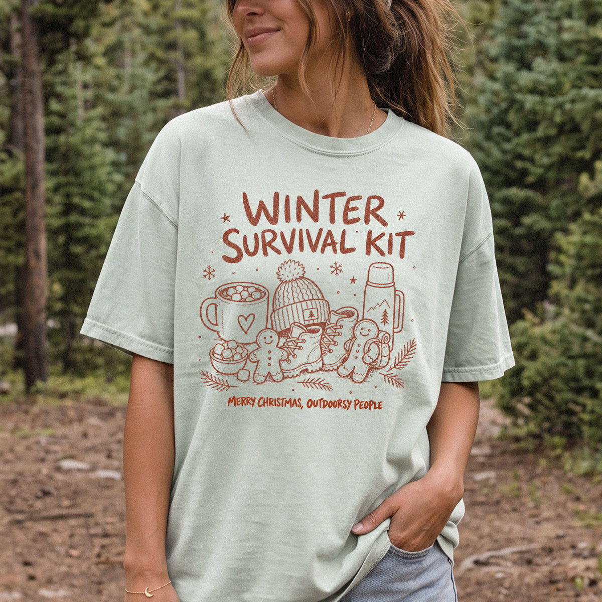 Winter Survival Kit Comfort Colors Shirt – Christmas Outdoors Tee