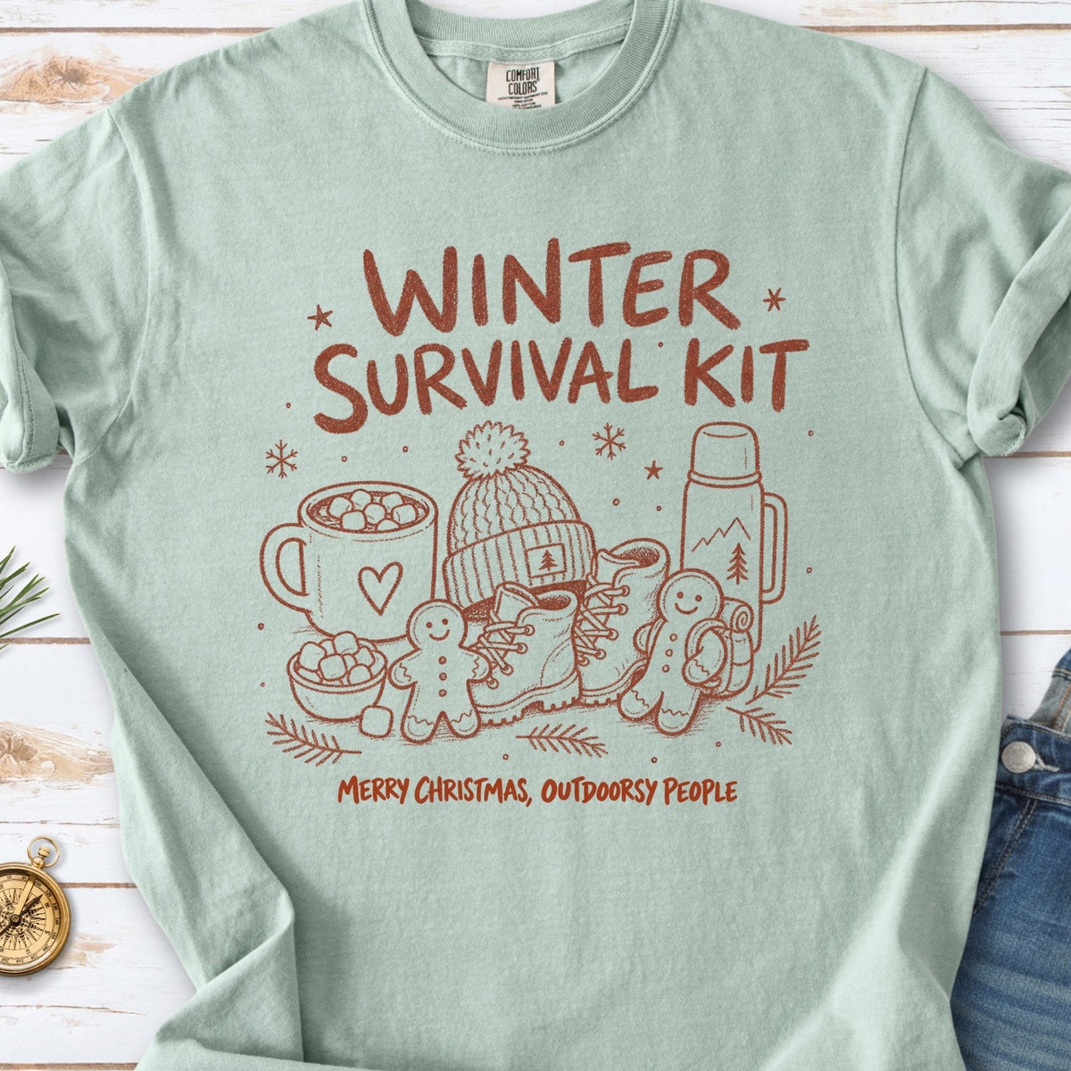 Winter Survival Kit Comfort Colors Shirt – Christmas Outdoors Tee