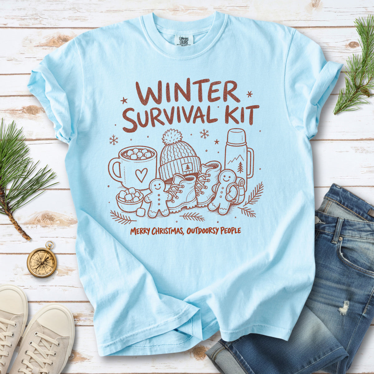 Winter Survival Kit Comfort Colors Shirt – Christmas Outdoors Tee