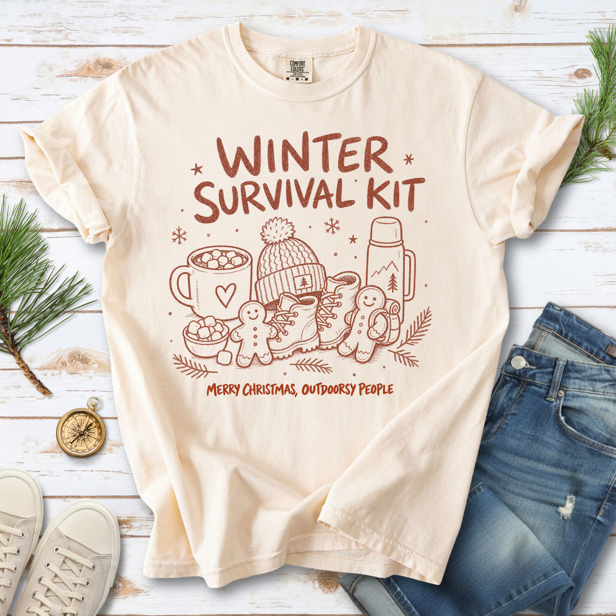 Winter Survival Kit Comfort Colors Shirt – Christmas Outdoors Tee