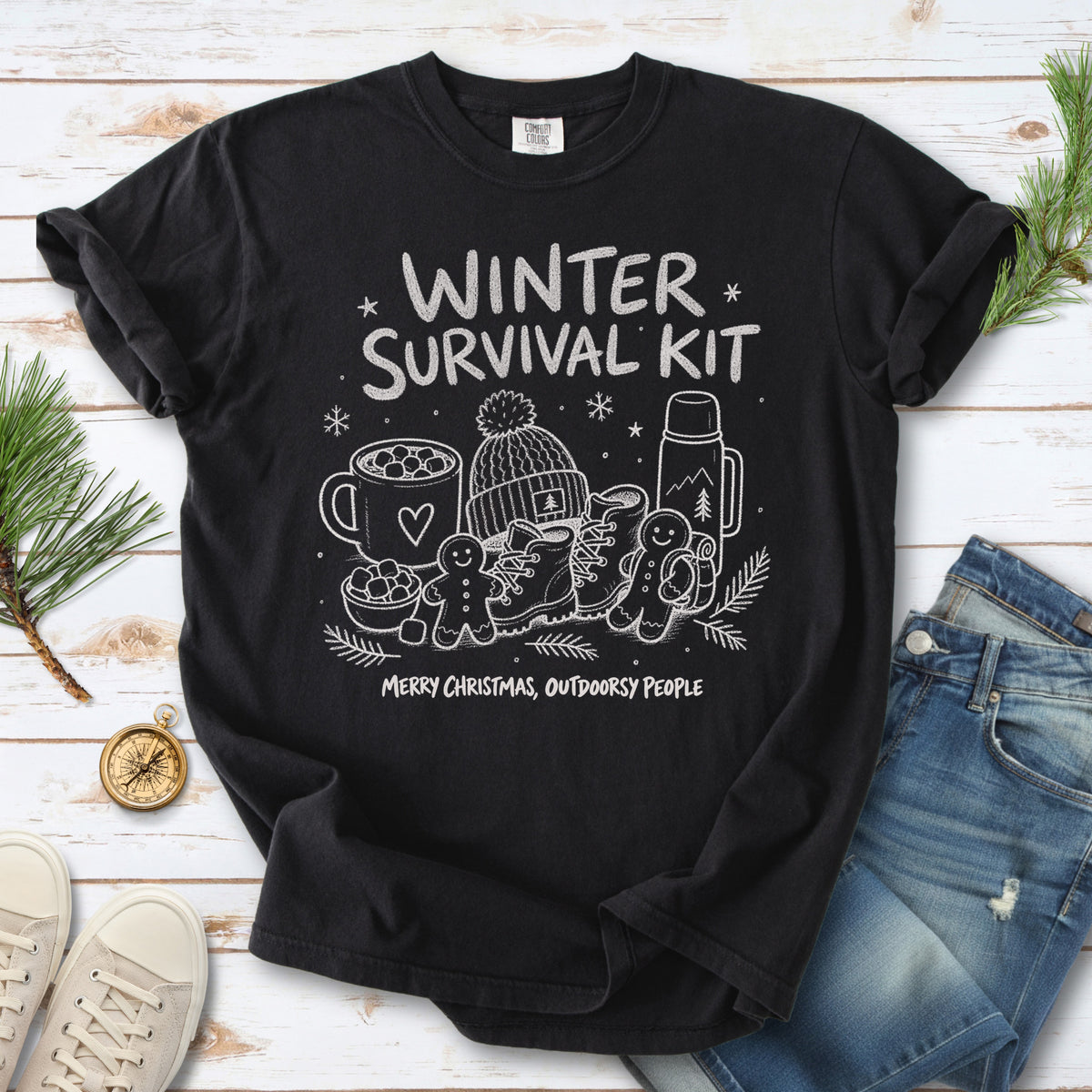 Winter Survival Kit Comfort Colors Shirt – Christmas Outdoors Tee