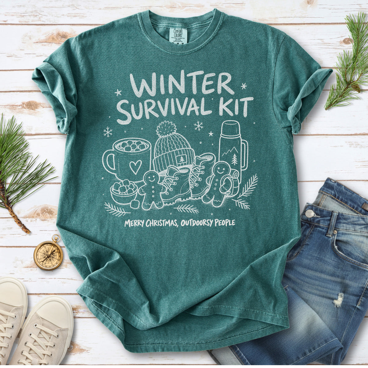 Winter Survival Kit Comfort Colors Shirt – Christmas Outdoors Tee
