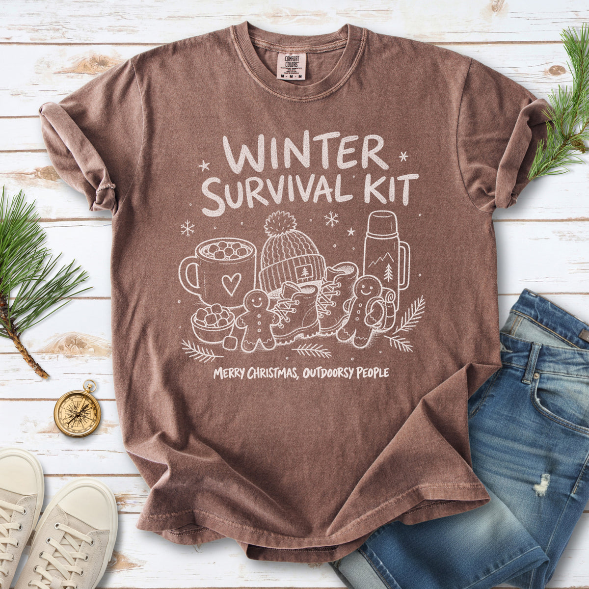 Winter Survival Kit Comfort Colors Shirt – Christmas Outdoors Tee