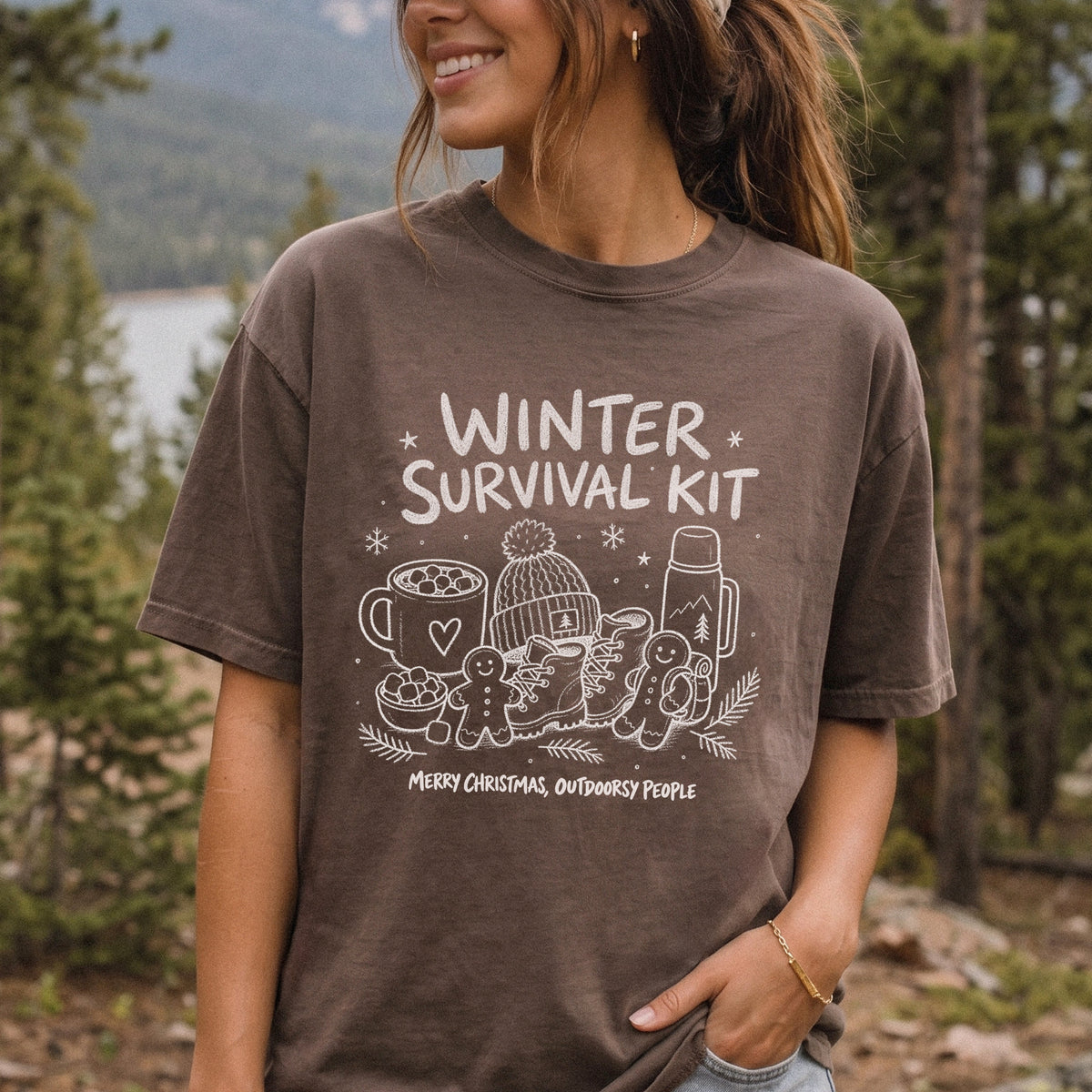 Winter Survival Kit Comfort Colors Shirt – Christmas Outdoors Tee