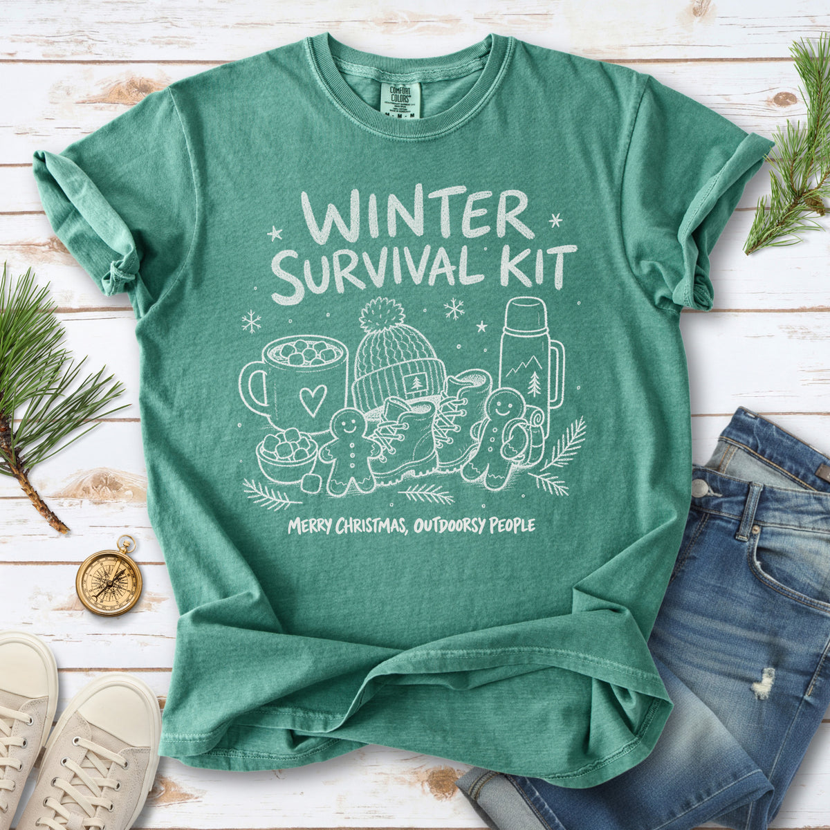 Winter Survival Kit Comfort Colors Shirt – Christmas Outdoors Tee