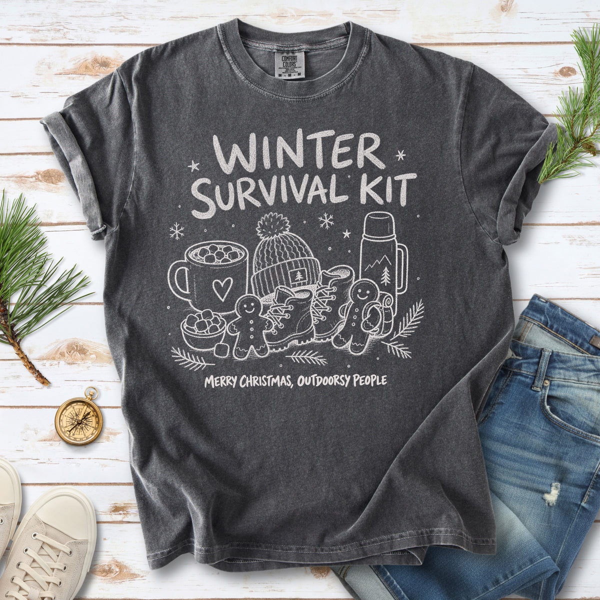 Winter Survival Kit Comfort Colors Shirt – Christmas Outdoors Tee