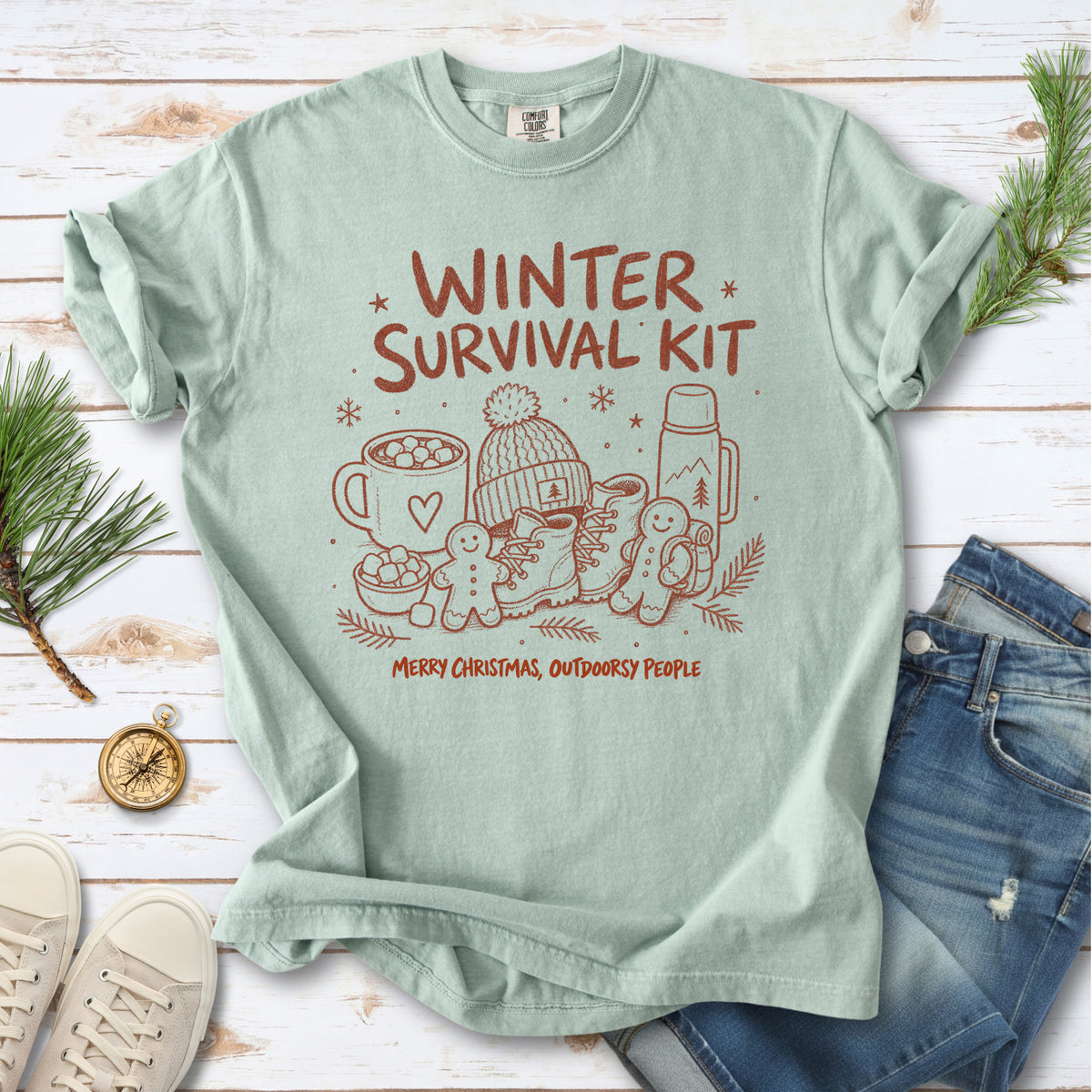 Winter Survival Kit Comfort Colors Shirt – Christmas Outdoors Tee