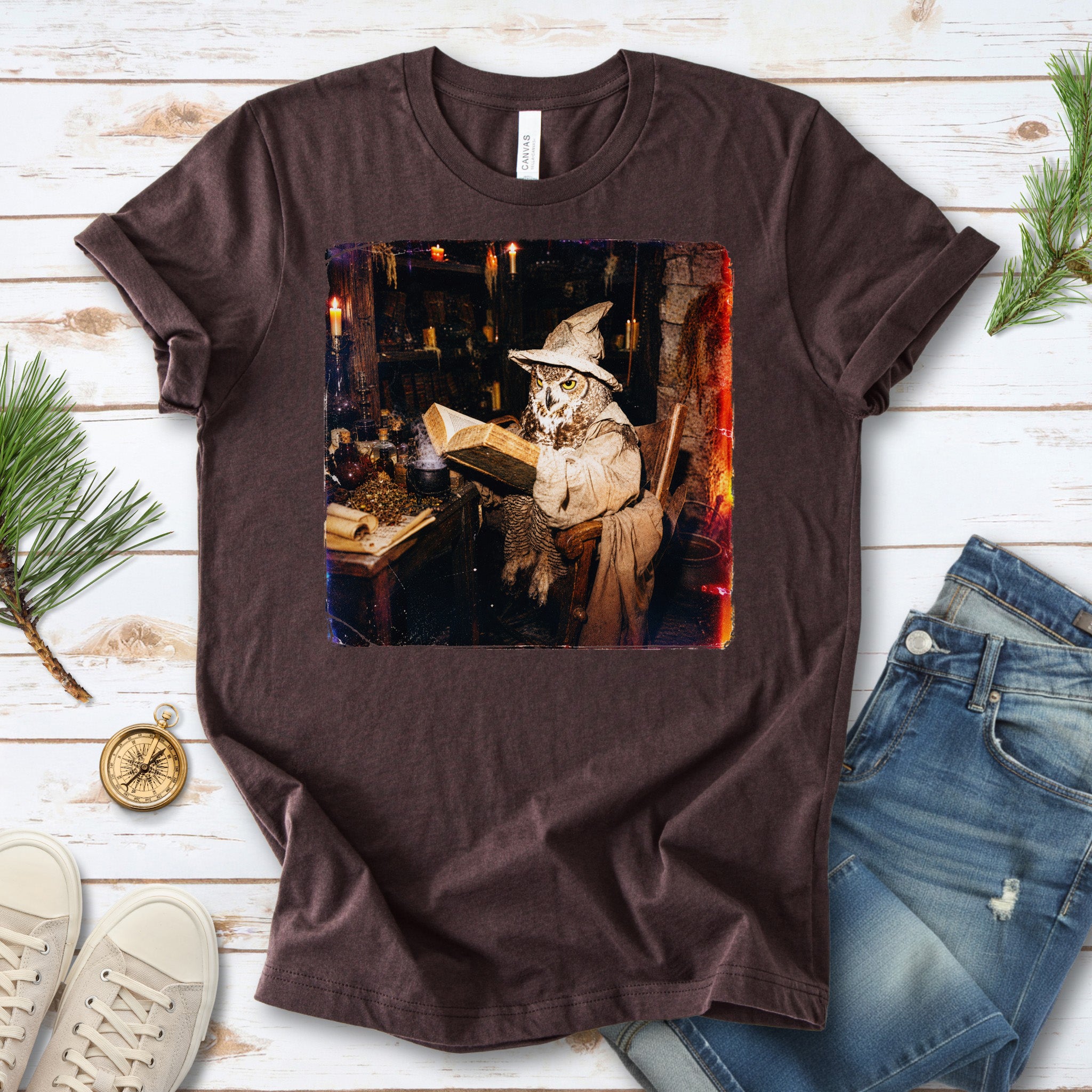 The Spellbound Owl Wizard Dark Academia Fantasy T-Shirt