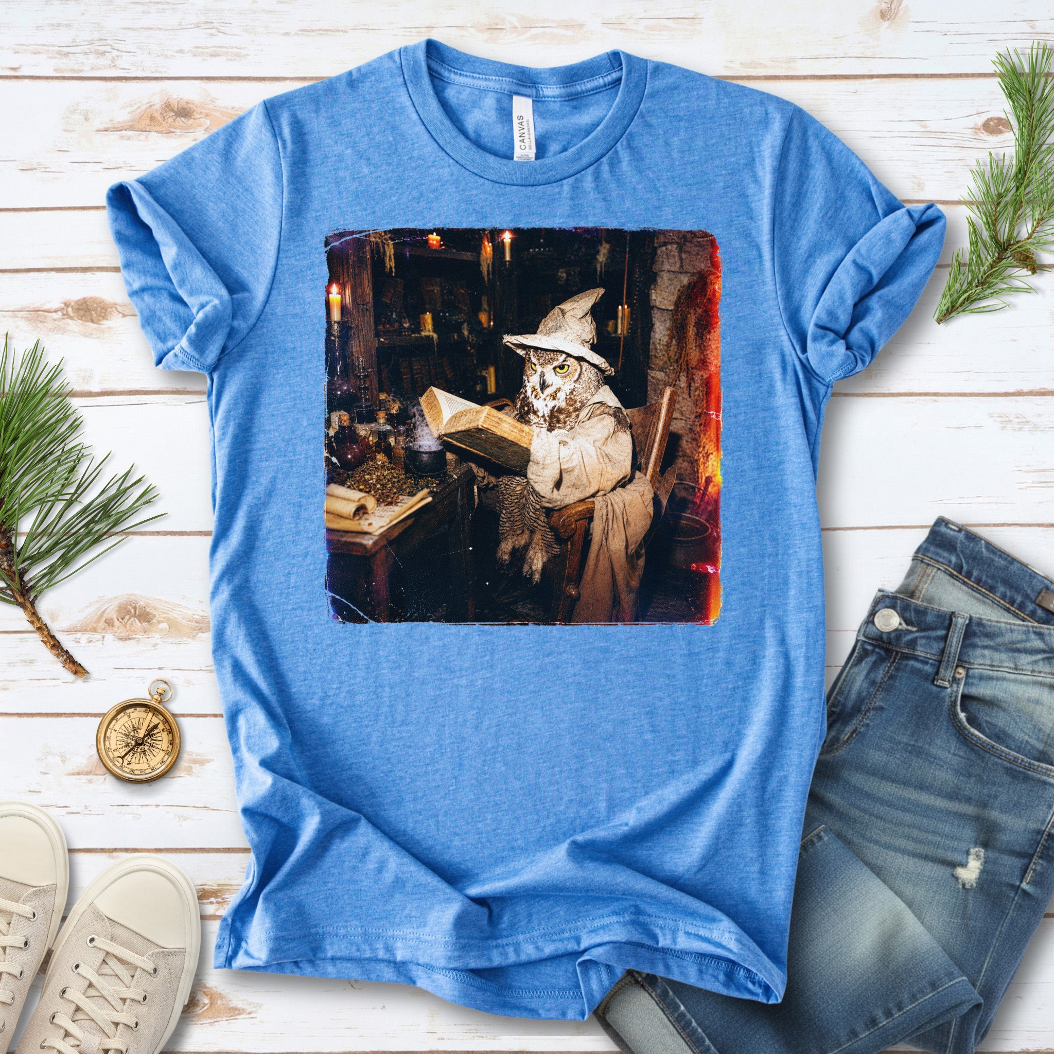 The Spellbound Owl Wizard Dark Academia Fantasy T-Shirt