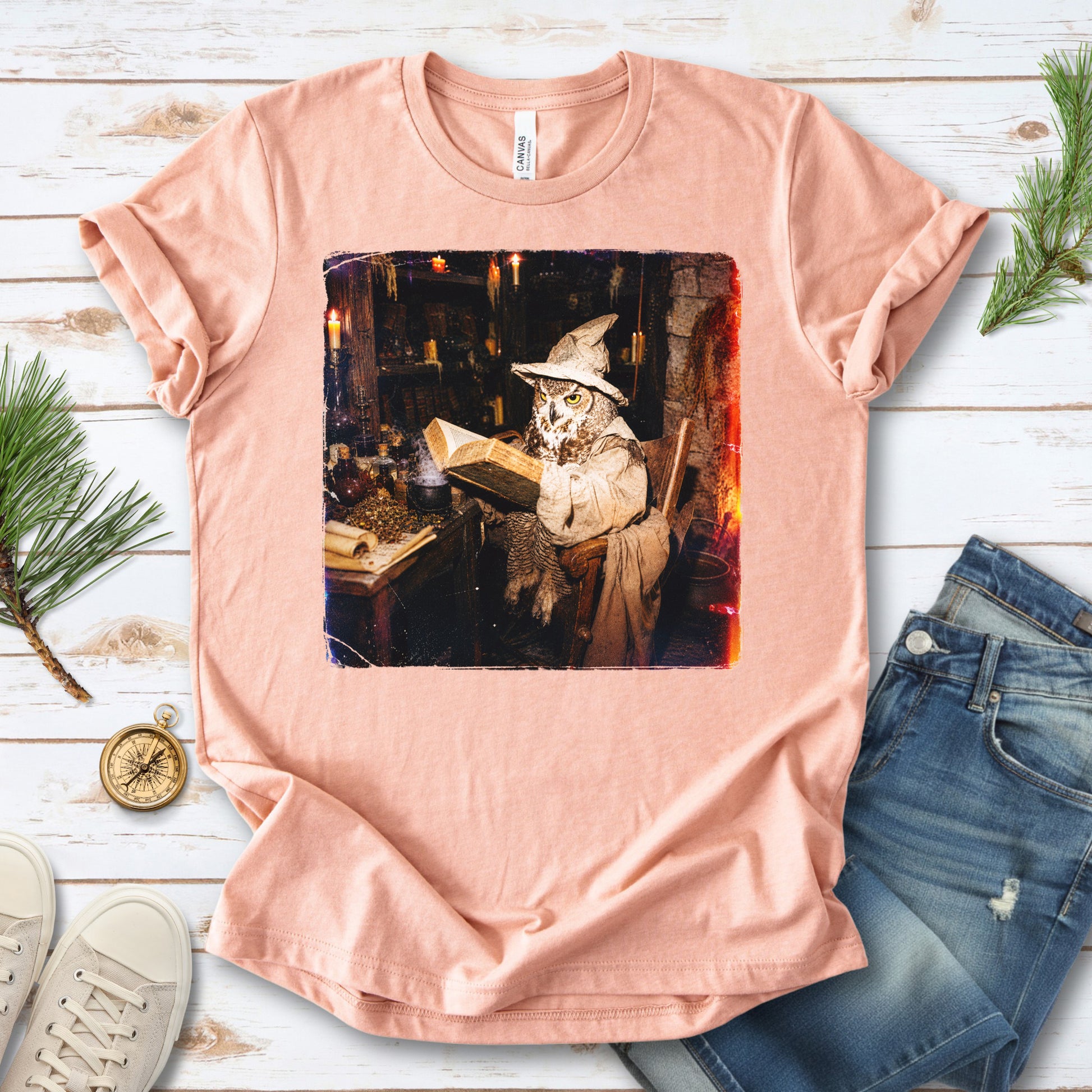 The Spellbound Owl Wizard Dark Academia Fantasy T-Shirt