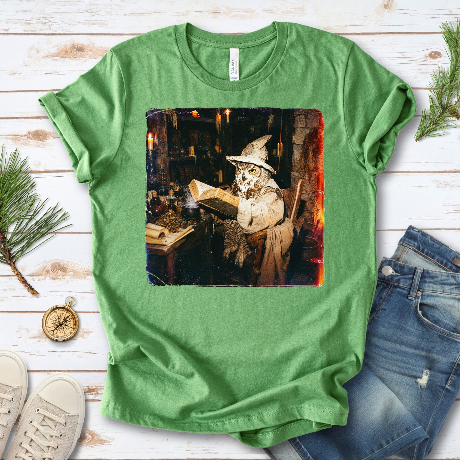 The Spellbound Owl Wizard Dark Academia Fantasy T-Shirt