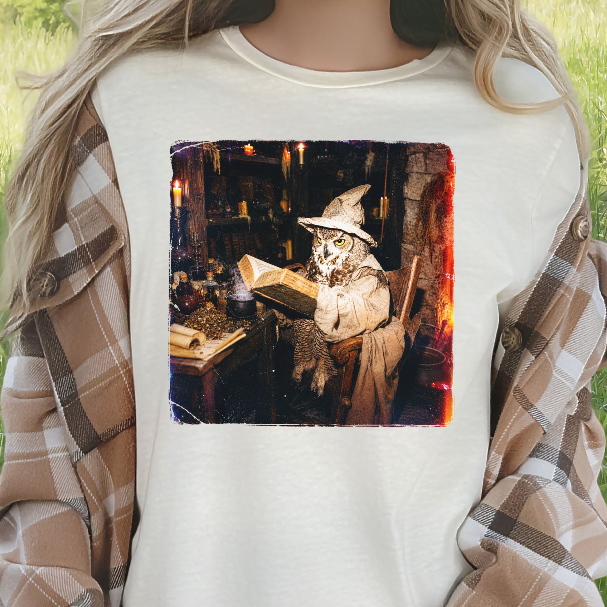 The Spellbound Owl Wizard Dark Academia Fantasy T-Shirt