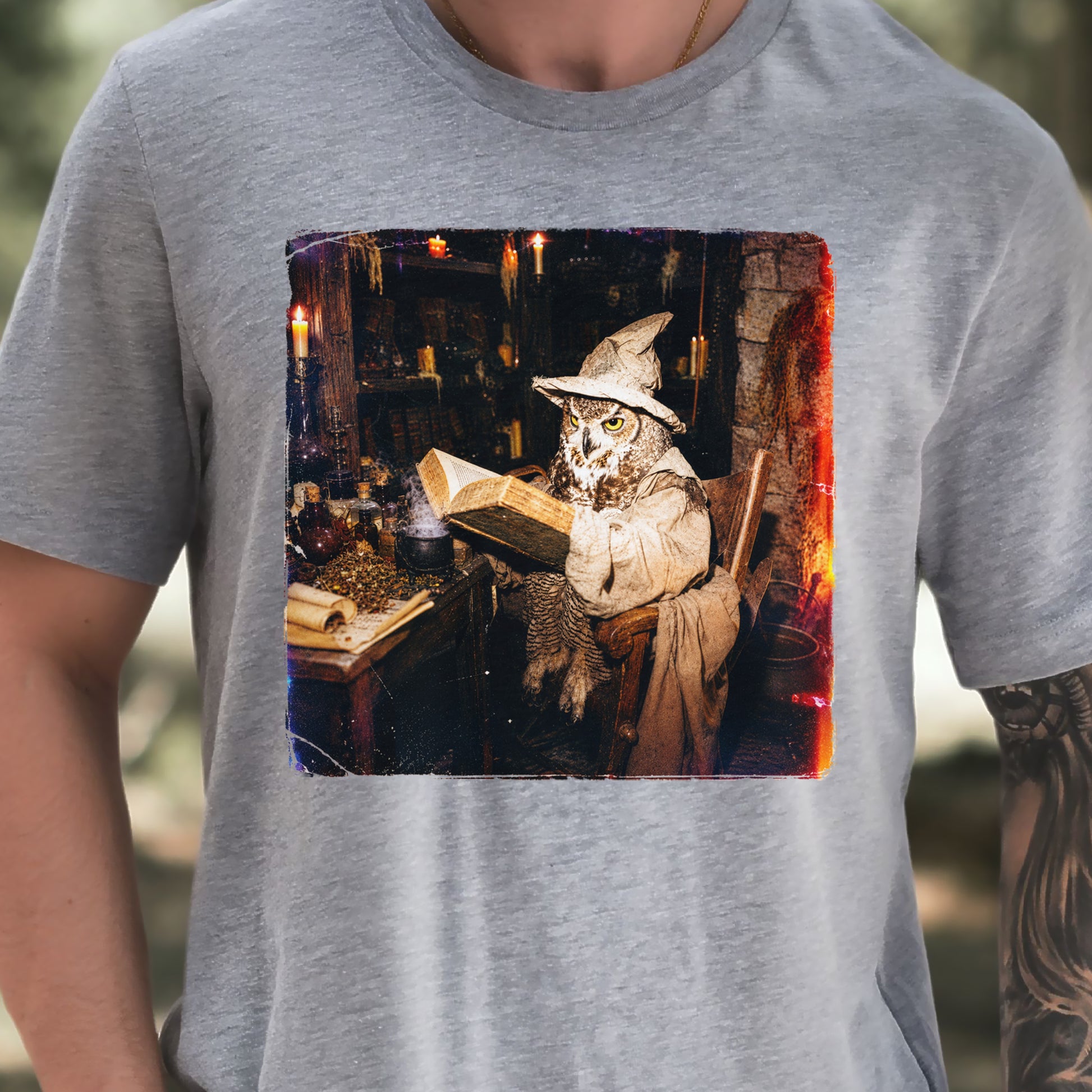 The Spellbound Owl Wizard Dark Academia Fantasy T-Shirt